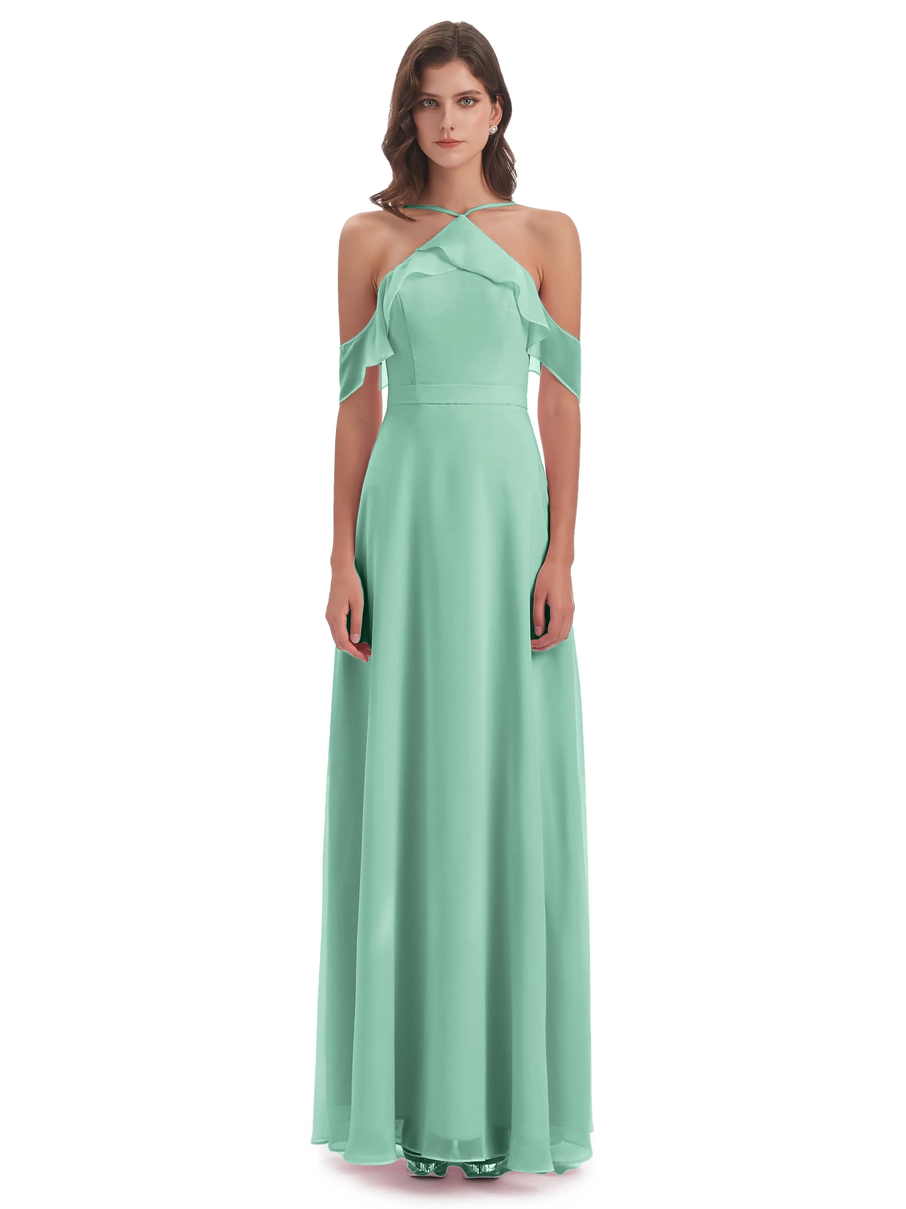 Lucy Gorgeous Off The Shoulder Long Chiffon Bridesmaid Dresses