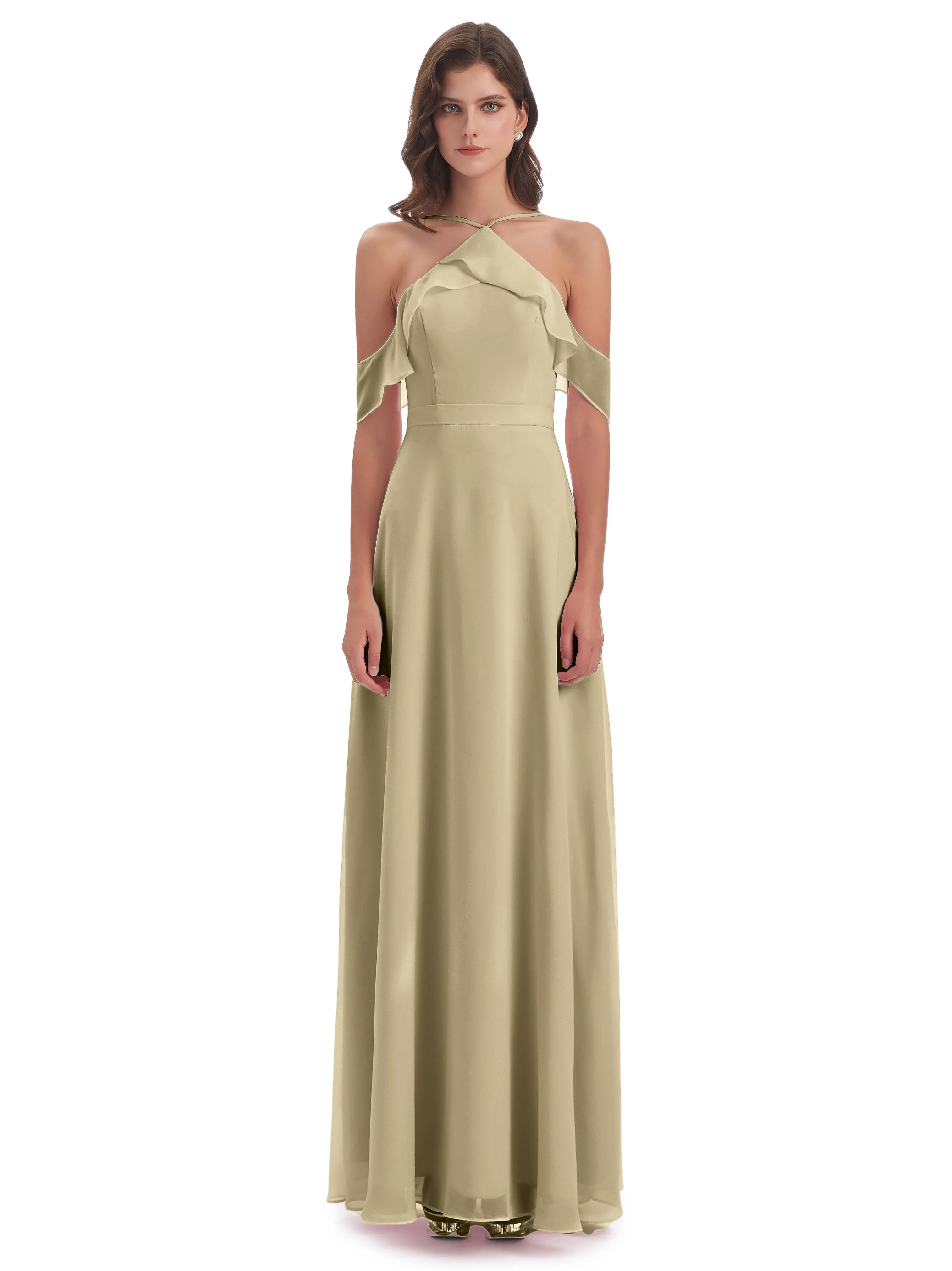 Lucy Gorgeous Off The Shoulder Long Chiffon Bridesmaid Dresses