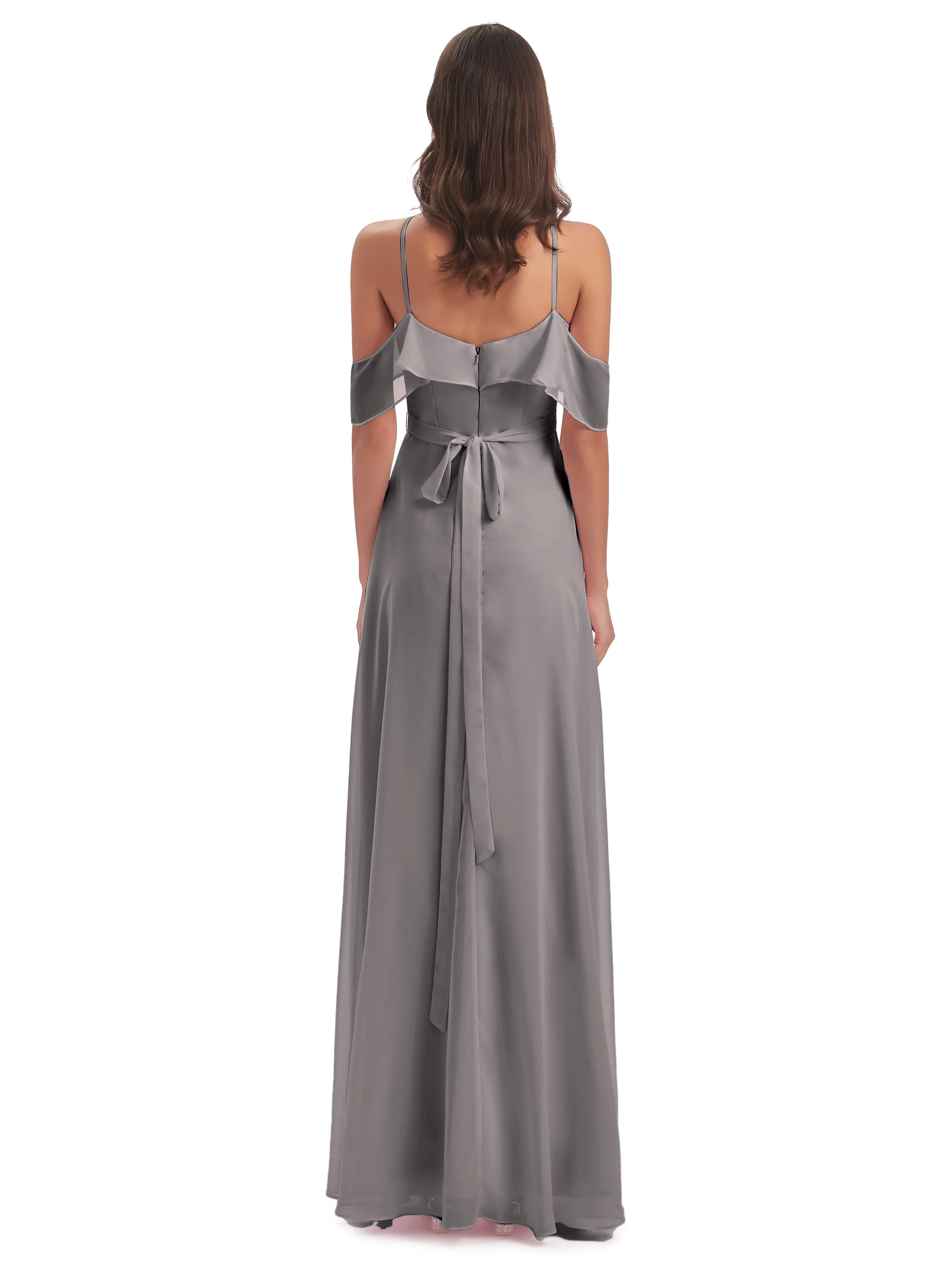 Lucy Gorgeous Off The Shoulder Long Chiffon Bridesmaid Dresses