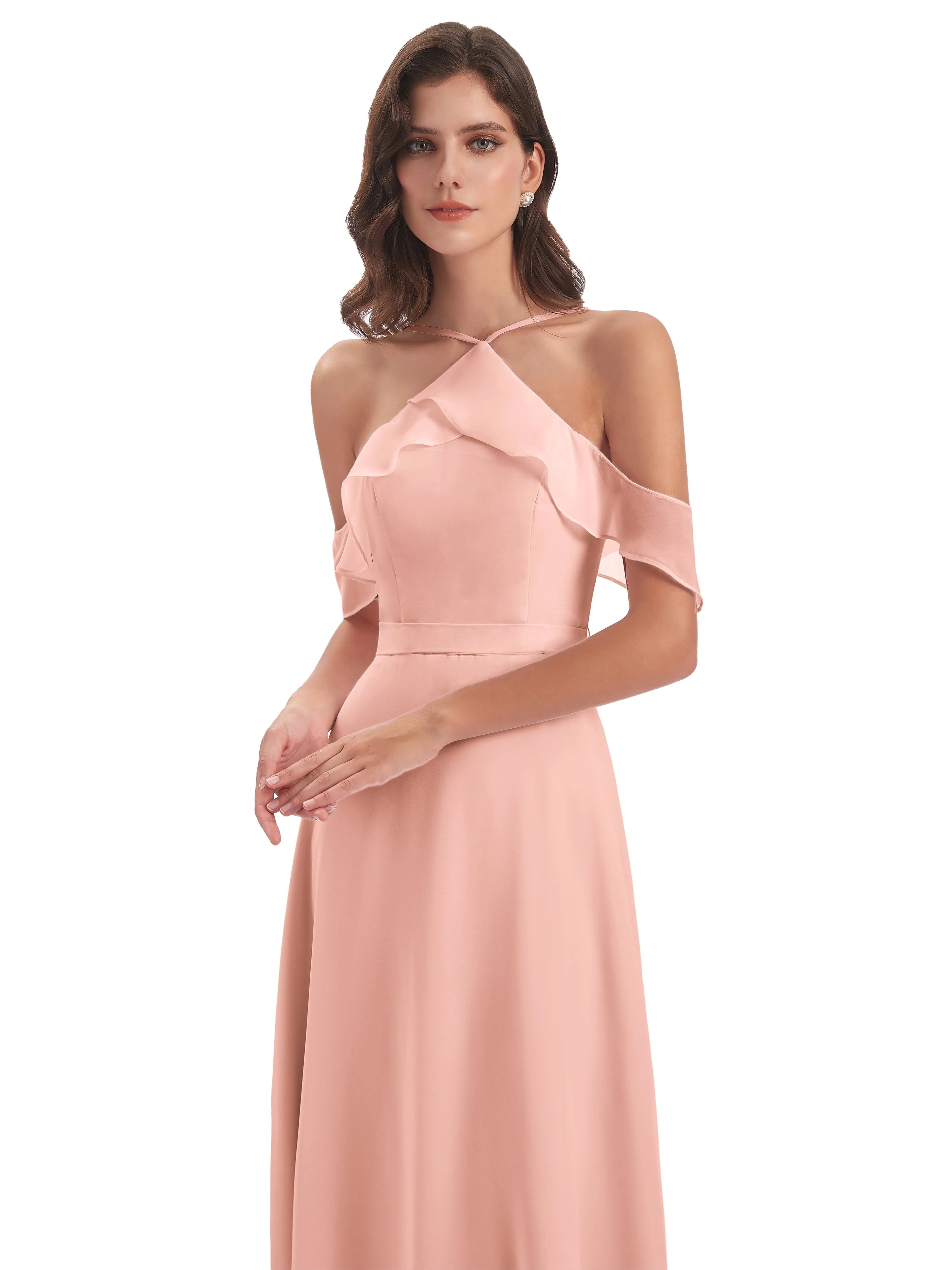 Lucy Gorgeous Off The Shoulder Long Chiffon Bridesmaid Dresses