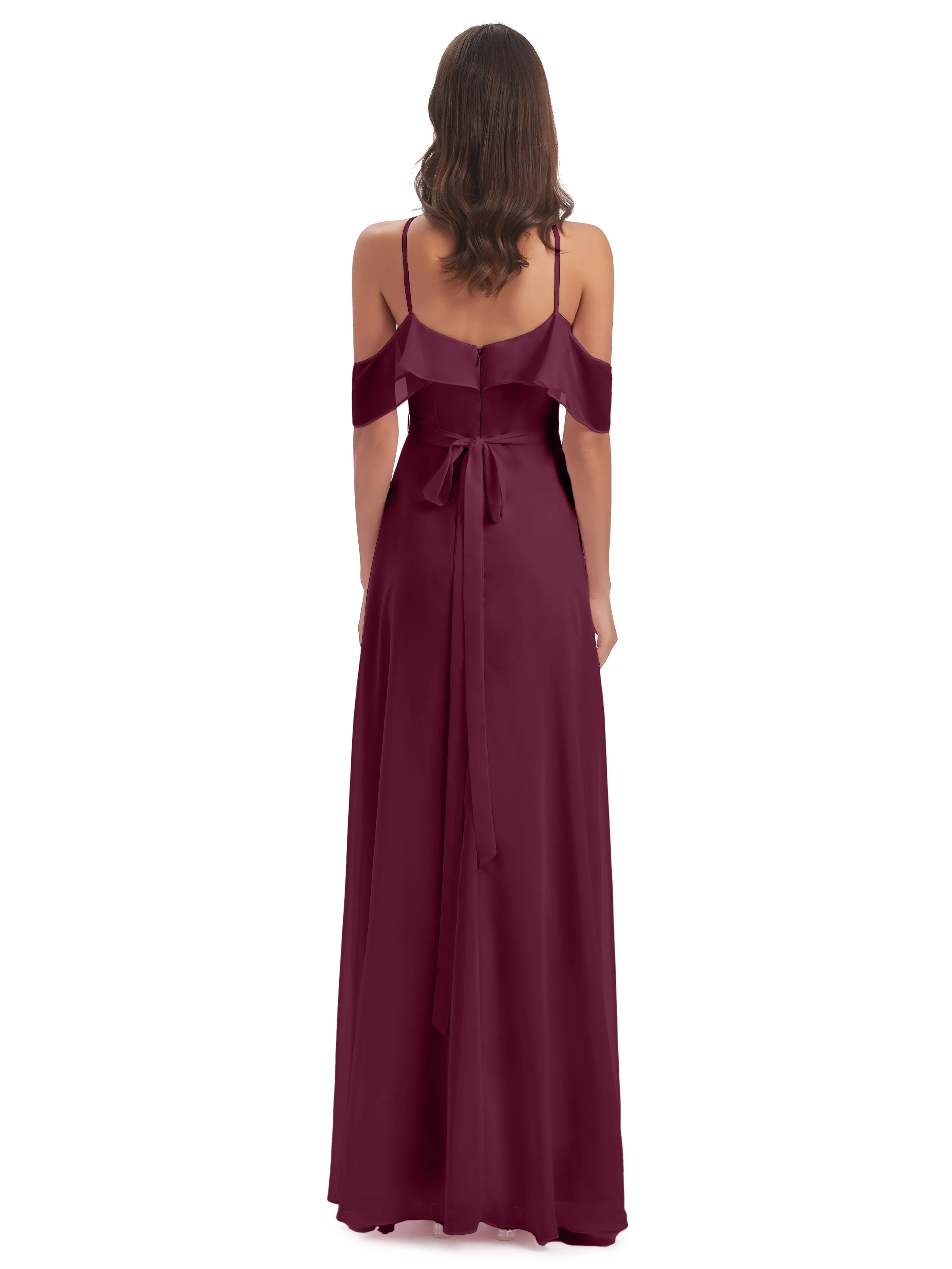 Lucy Gorgeous Off The Shoulder Long Chiffon Bridesmaid Dresses