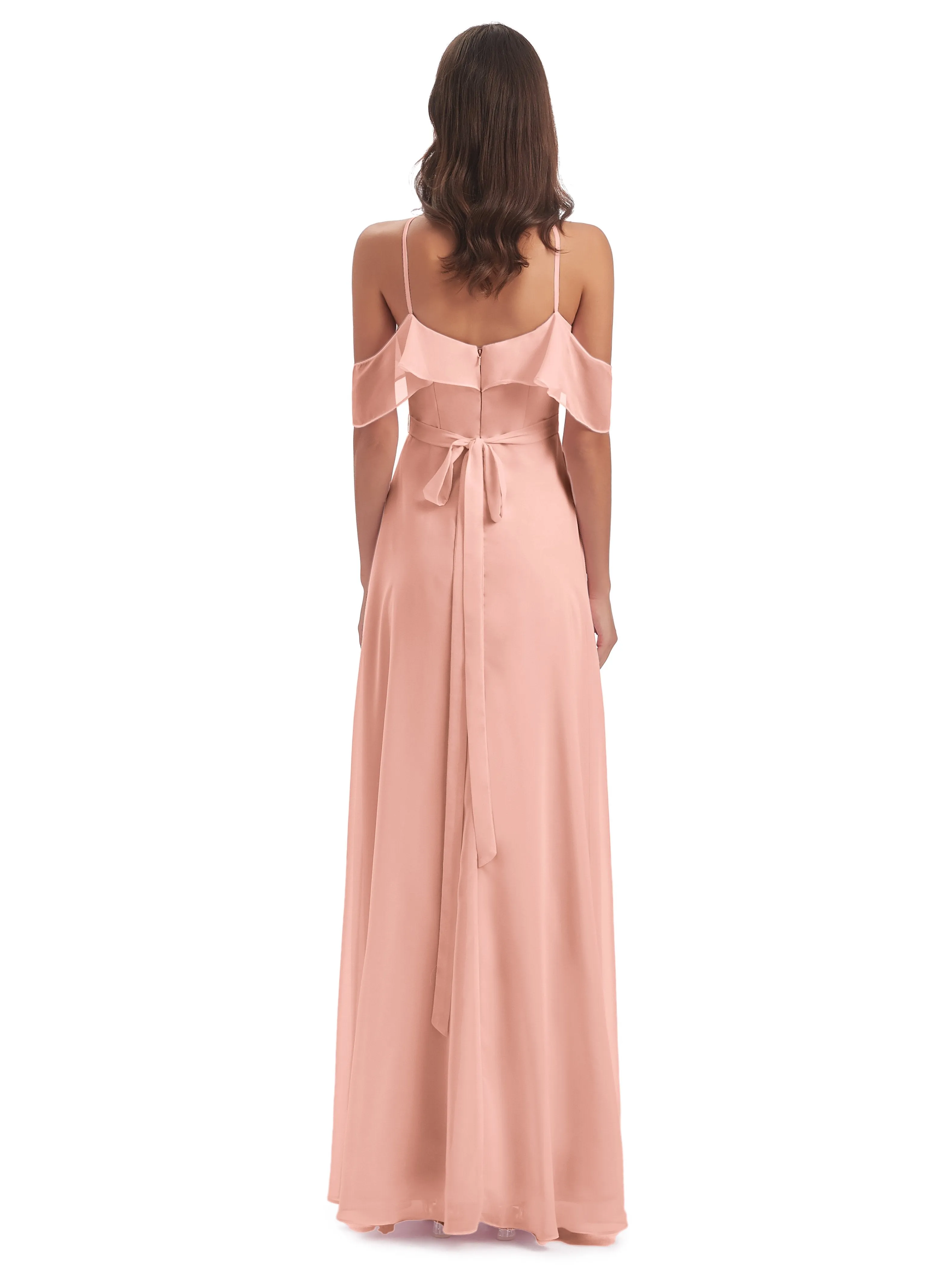 Lucy Gorgeous Off The Shoulder Long Chiffon Bridesmaid Dresses