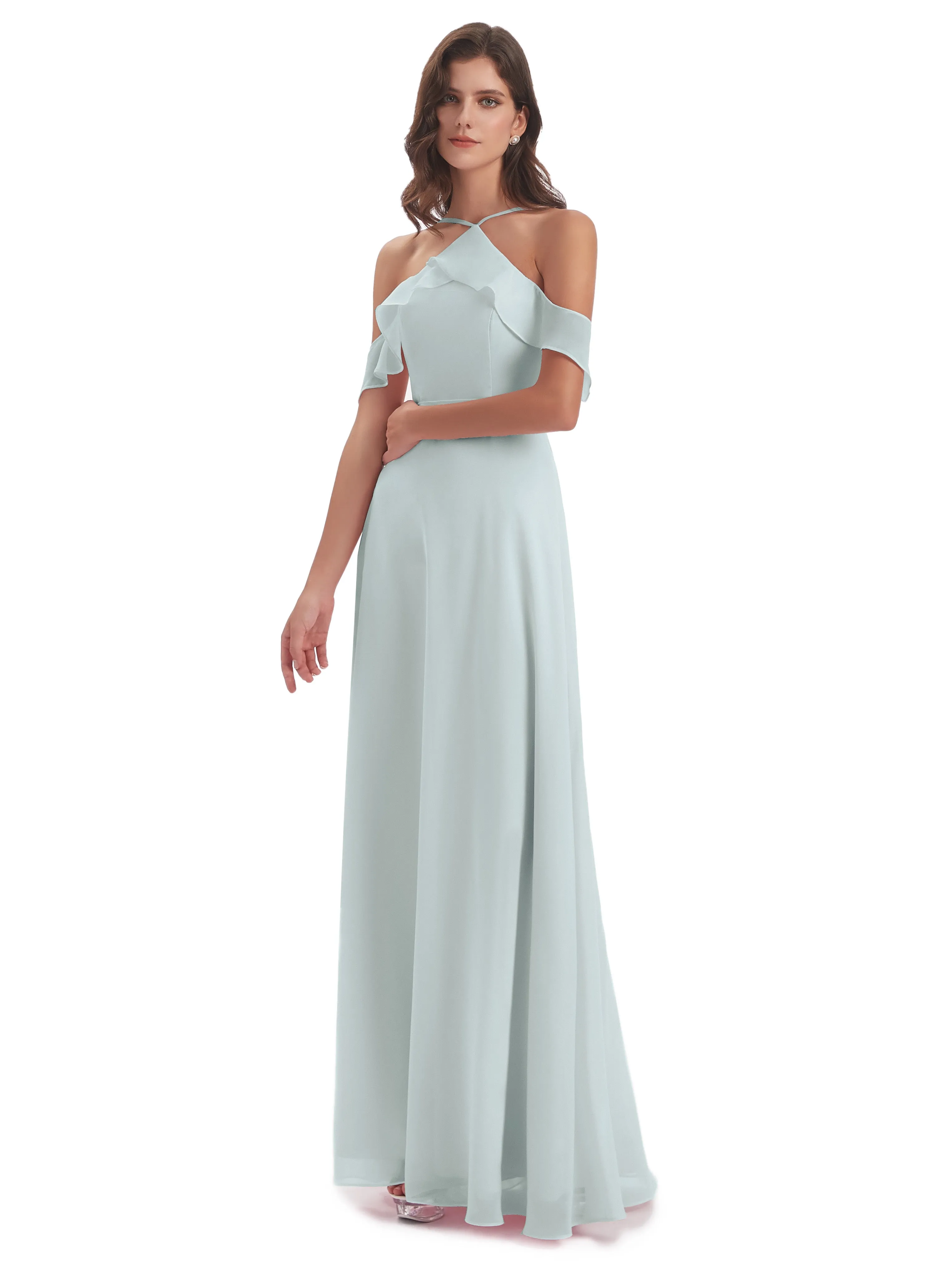 Lucy Gorgeous Off The Shoulder Long Chiffon Bridesmaid Dresses