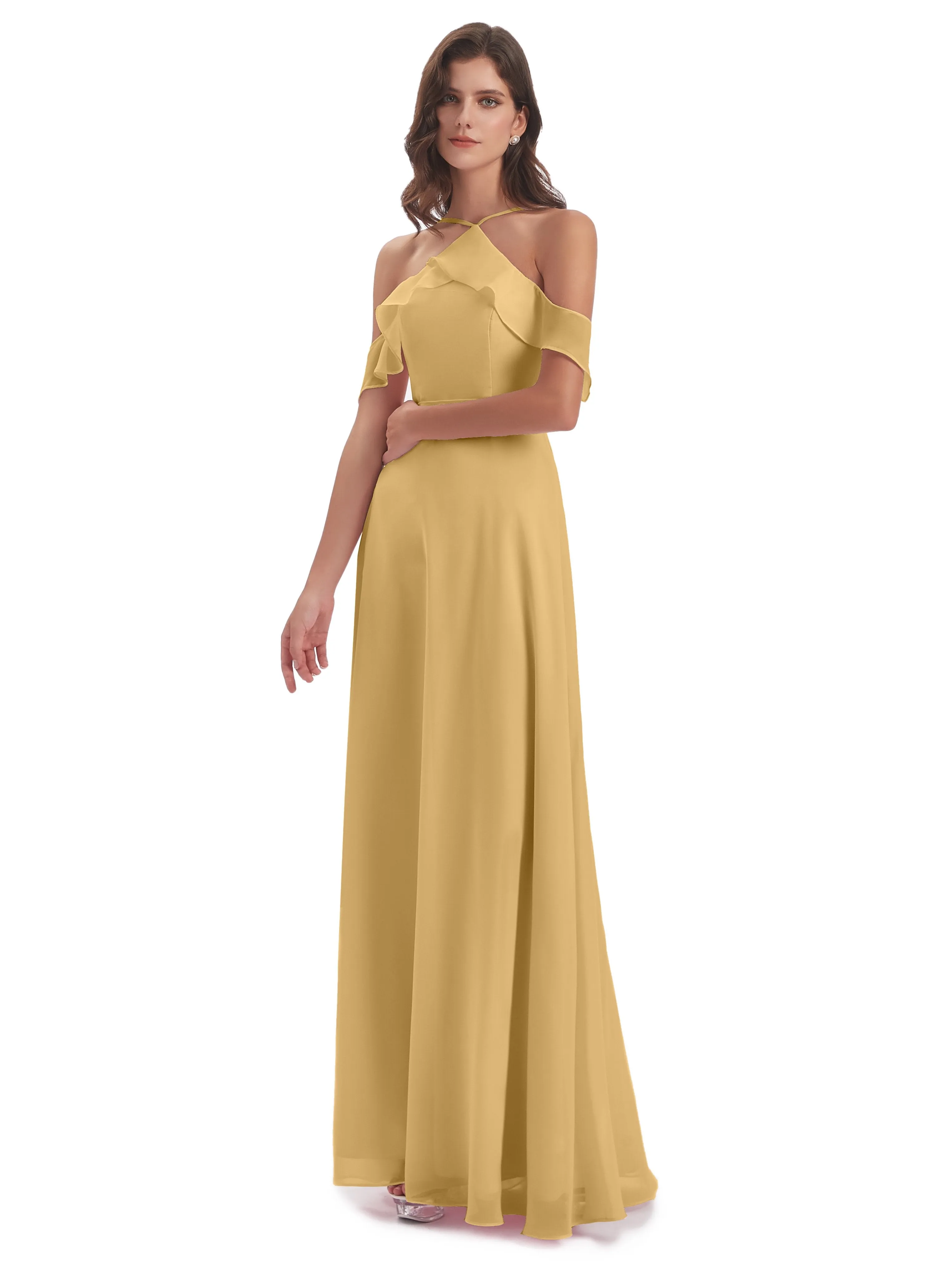 Lucy Gorgeous Off The Shoulder Long Chiffon Bridesmaid Dresses