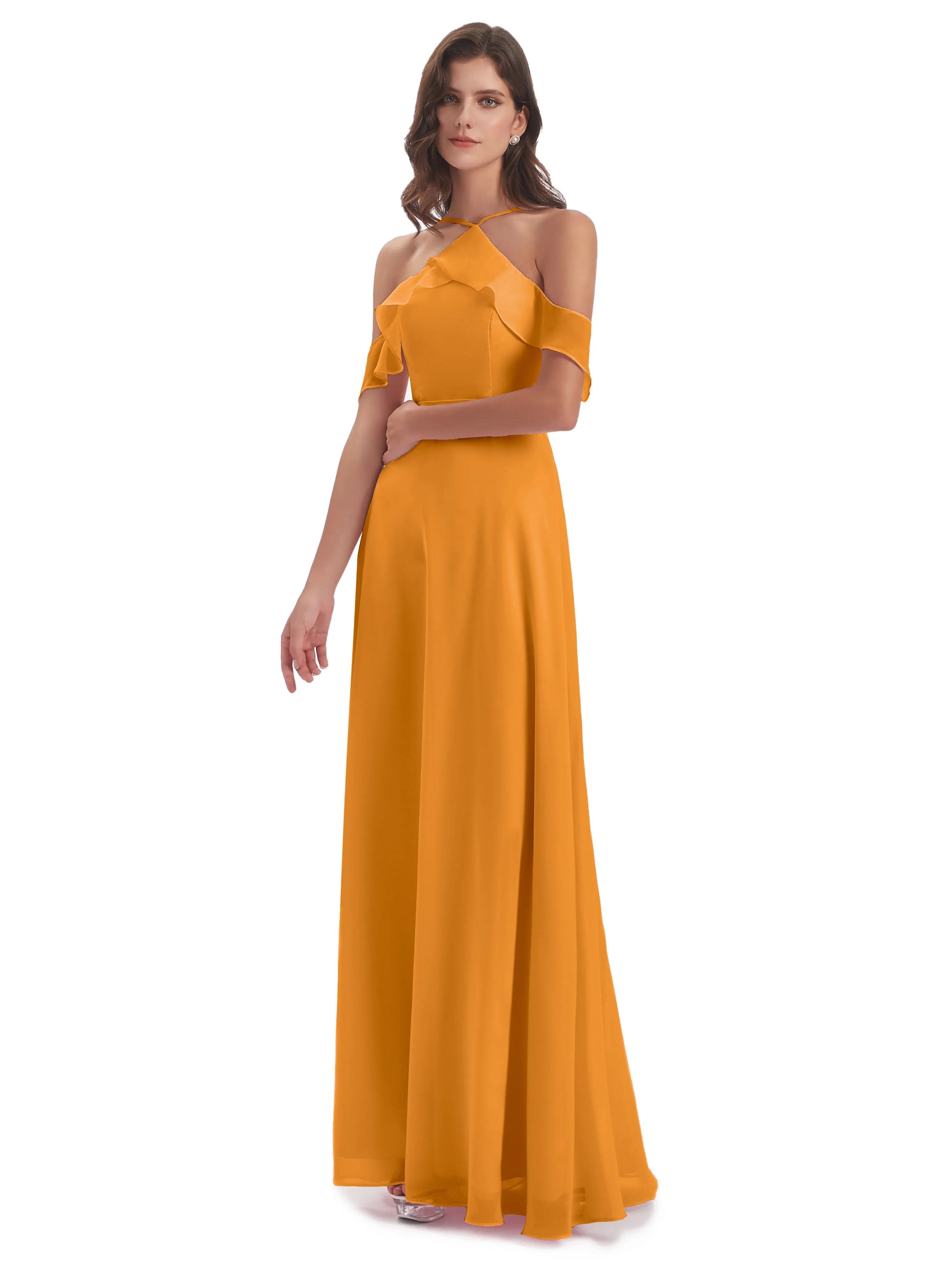 Lucy Gorgeous Off The Shoulder Long Chiffon Bridesmaid Dresses