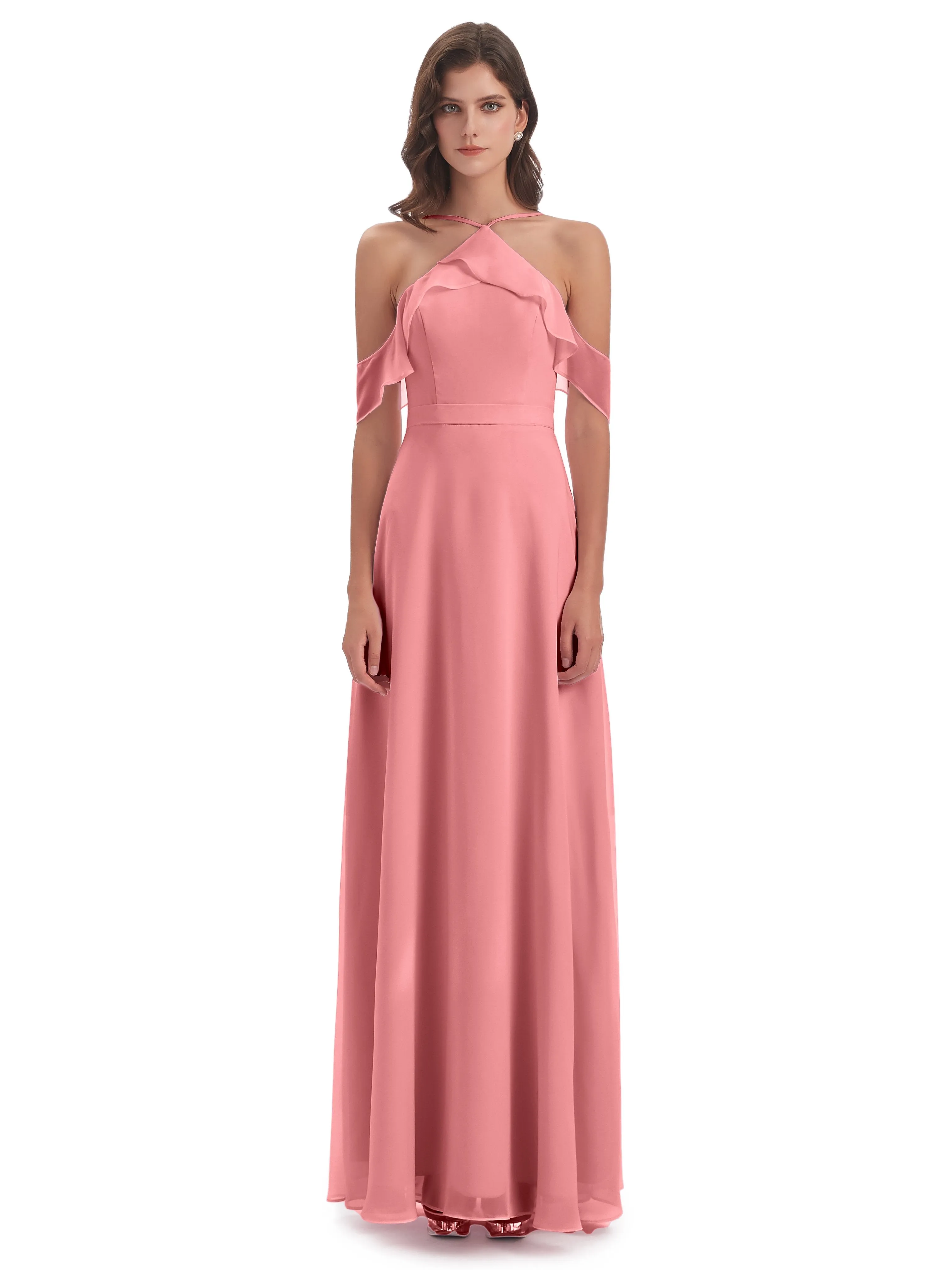 Lucy Gorgeous Off The Shoulder Long Chiffon Bridesmaid Dresses