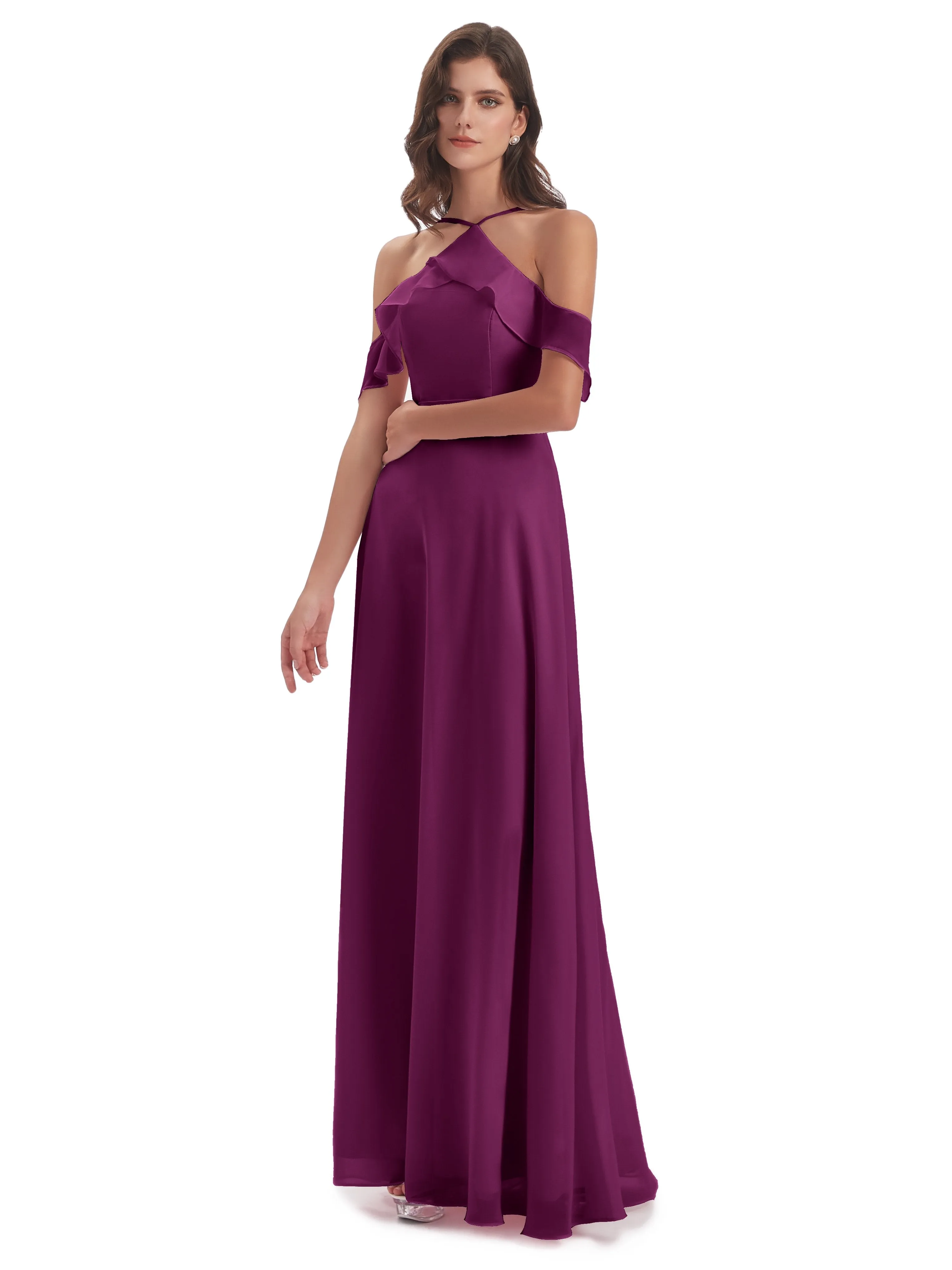 Lucy Gorgeous Off The Shoulder Long Chiffon Bridesmaid Dresses