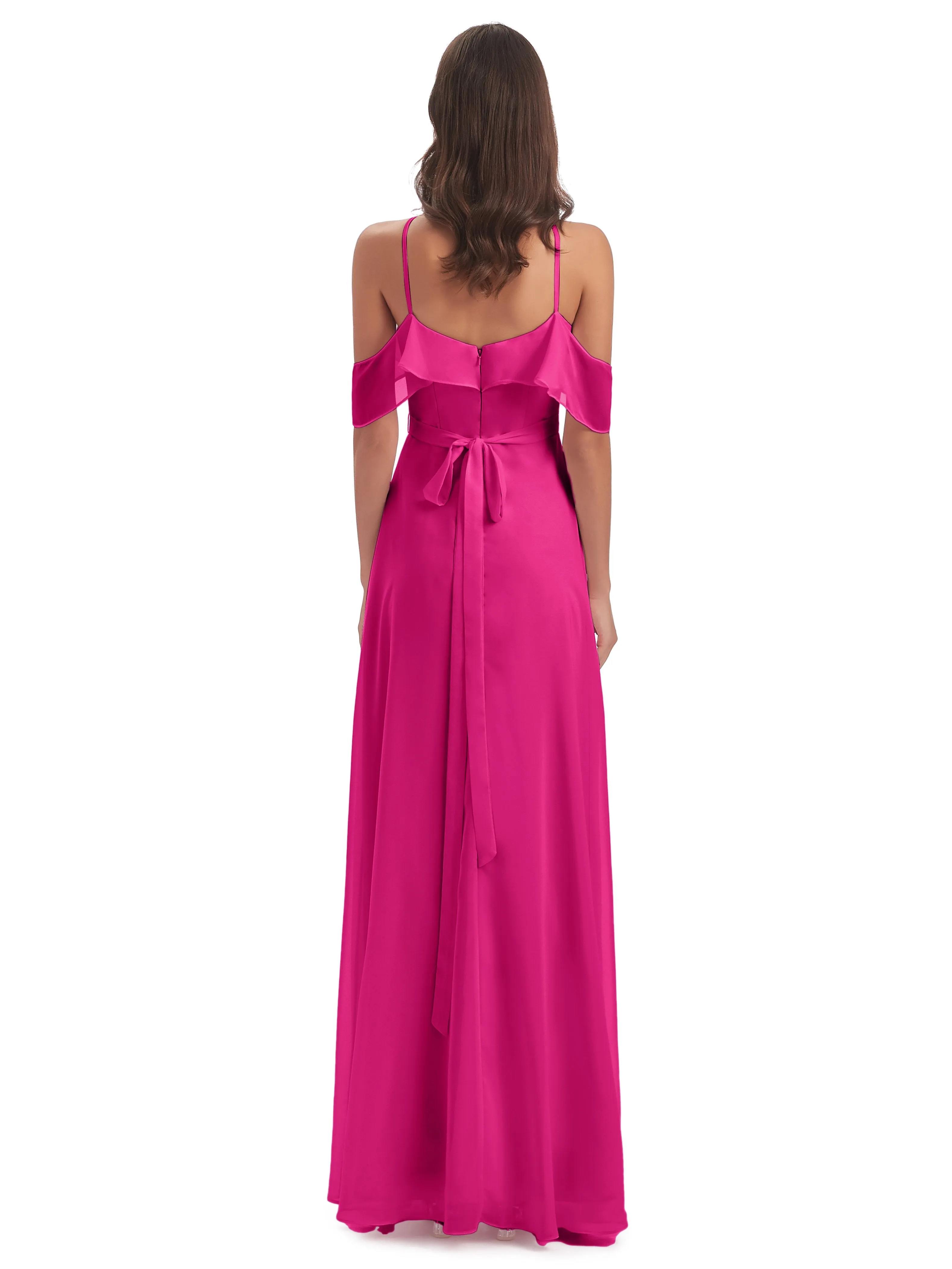 Lucy Gorgeous Off The Shoulder Long Chiffon Bridesmaid Dresses