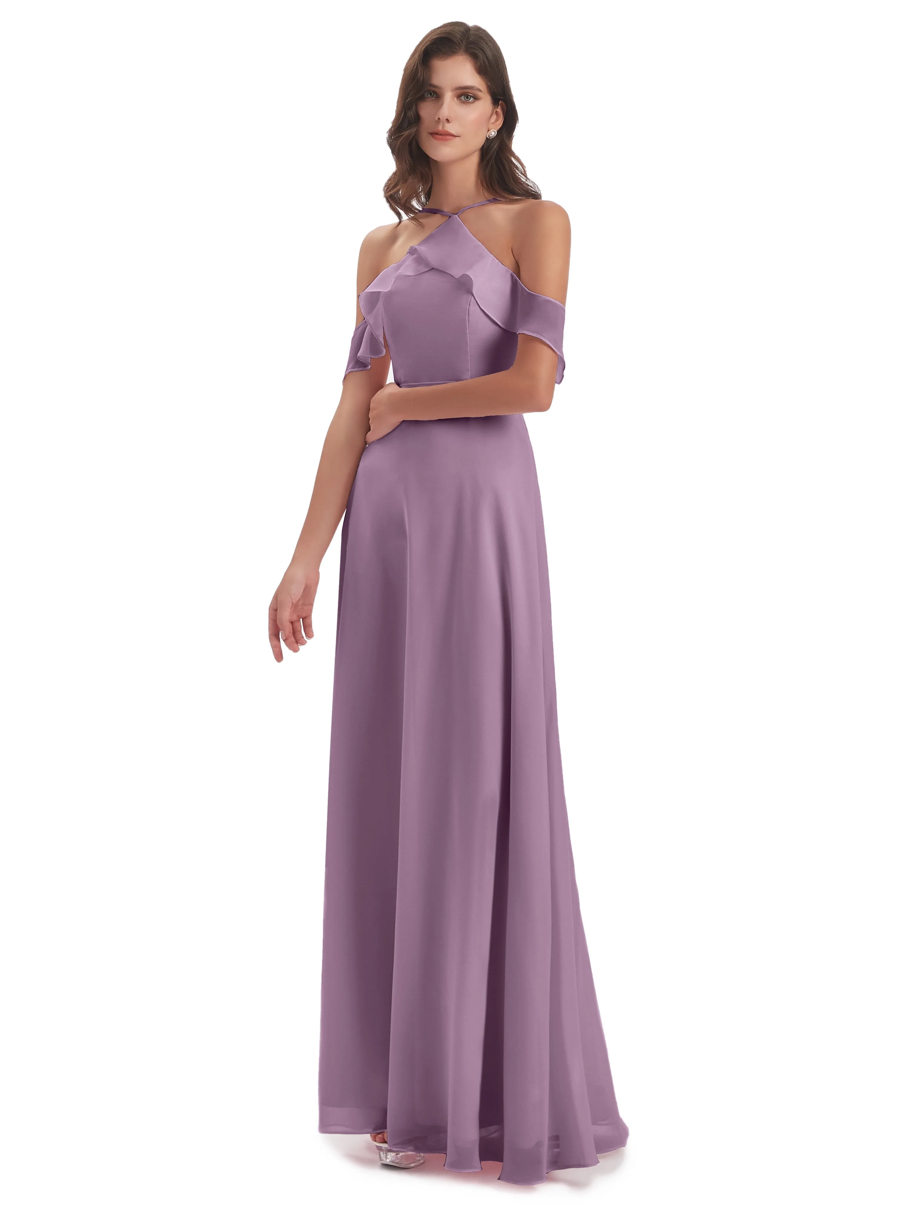 Lucy Gorgeous Off The Shoulder Long Chiffon Bridesmaid Dresses