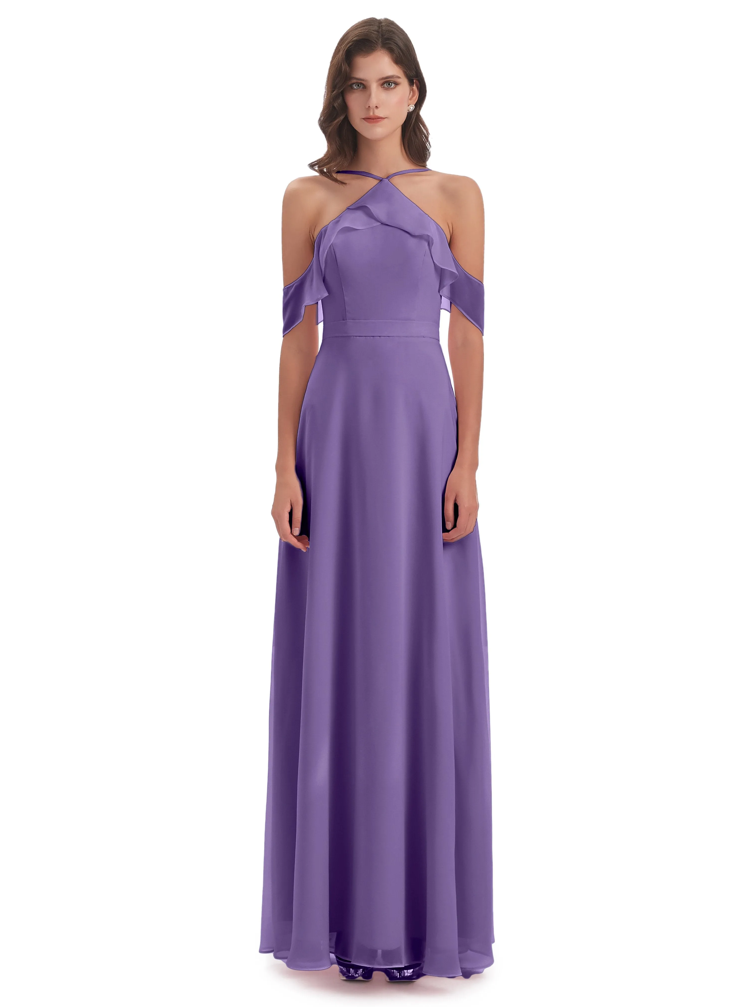 Lucy Gorgeous Off The Shoulder Long Chiffon Bridesmaid Dresses