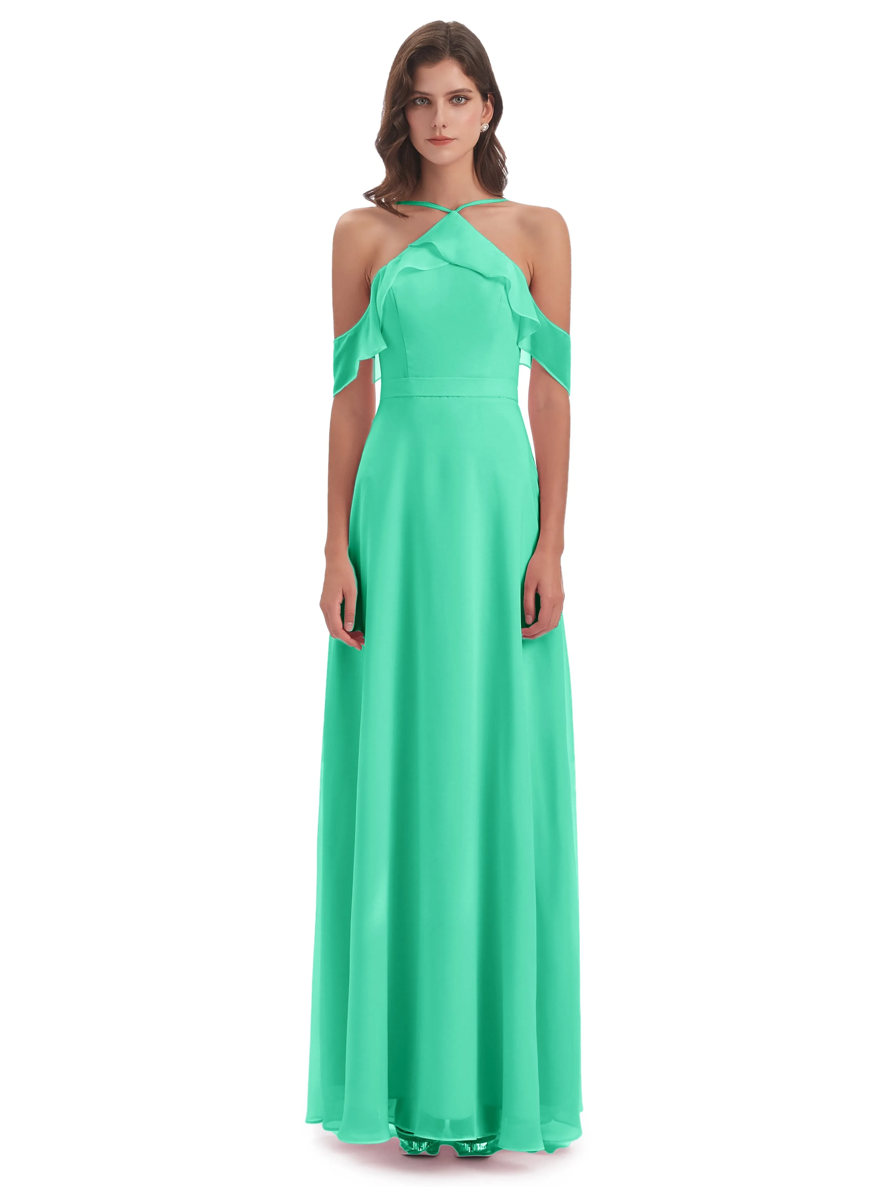 Lucy Gorgeous Off The Shoulder Long Chiffon Bridesmaid Dresses