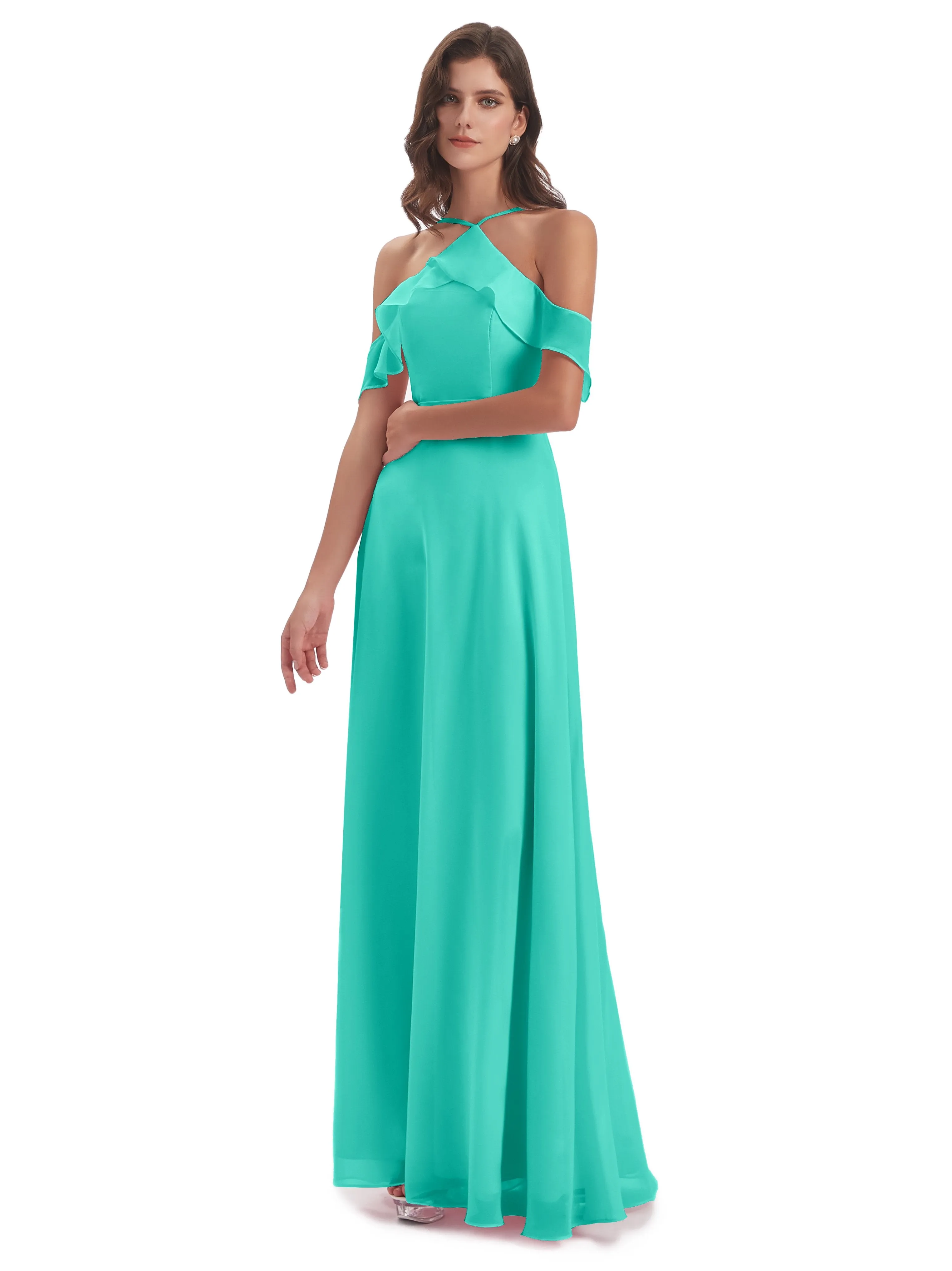 Lucy Gorgeous Off The Shoulder Long Chiffon Bridesmaid Dresses