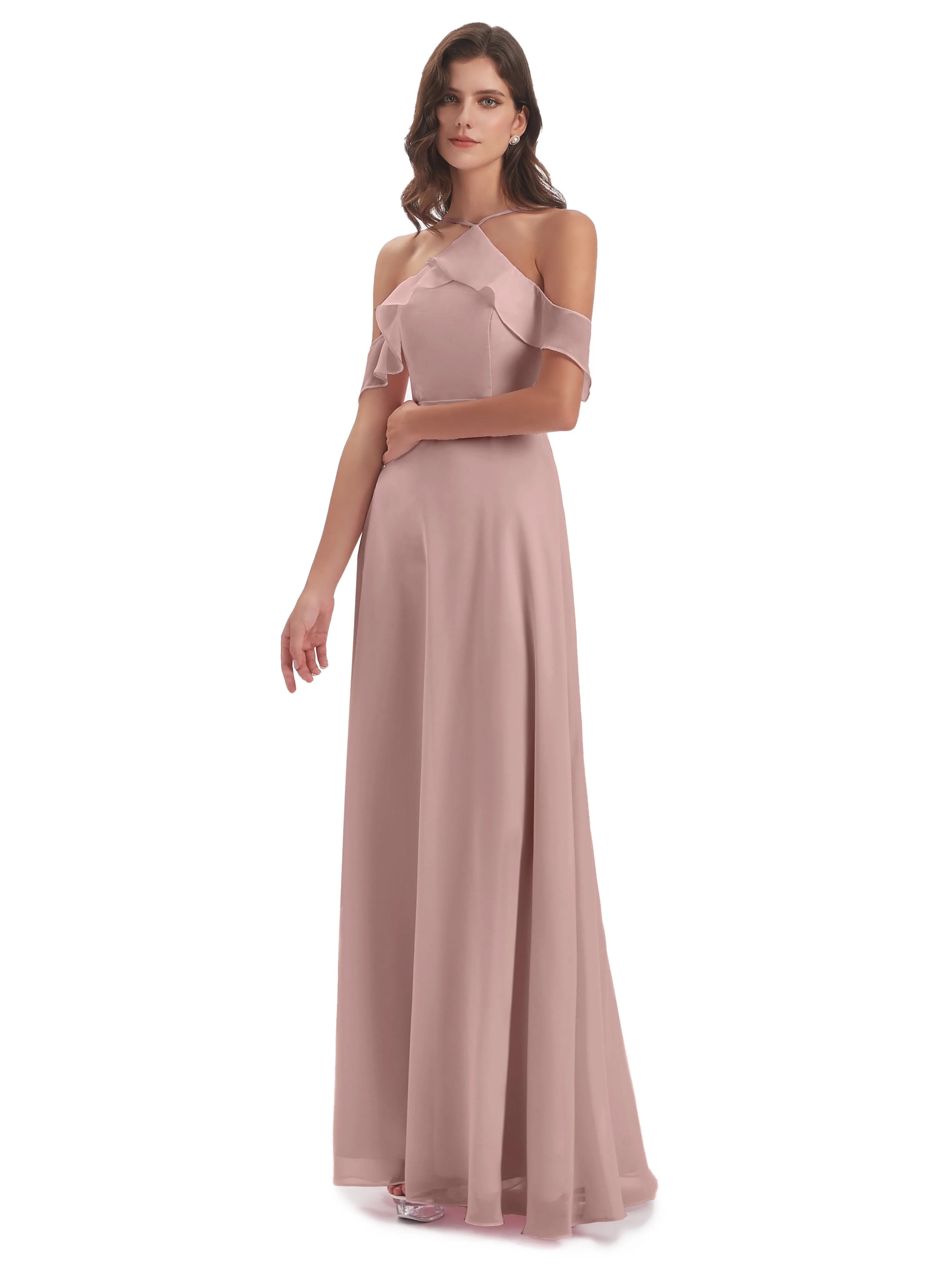 Lucy Gorgeous Off The Shoulder Long Chiffon Bridesmaid Dresses