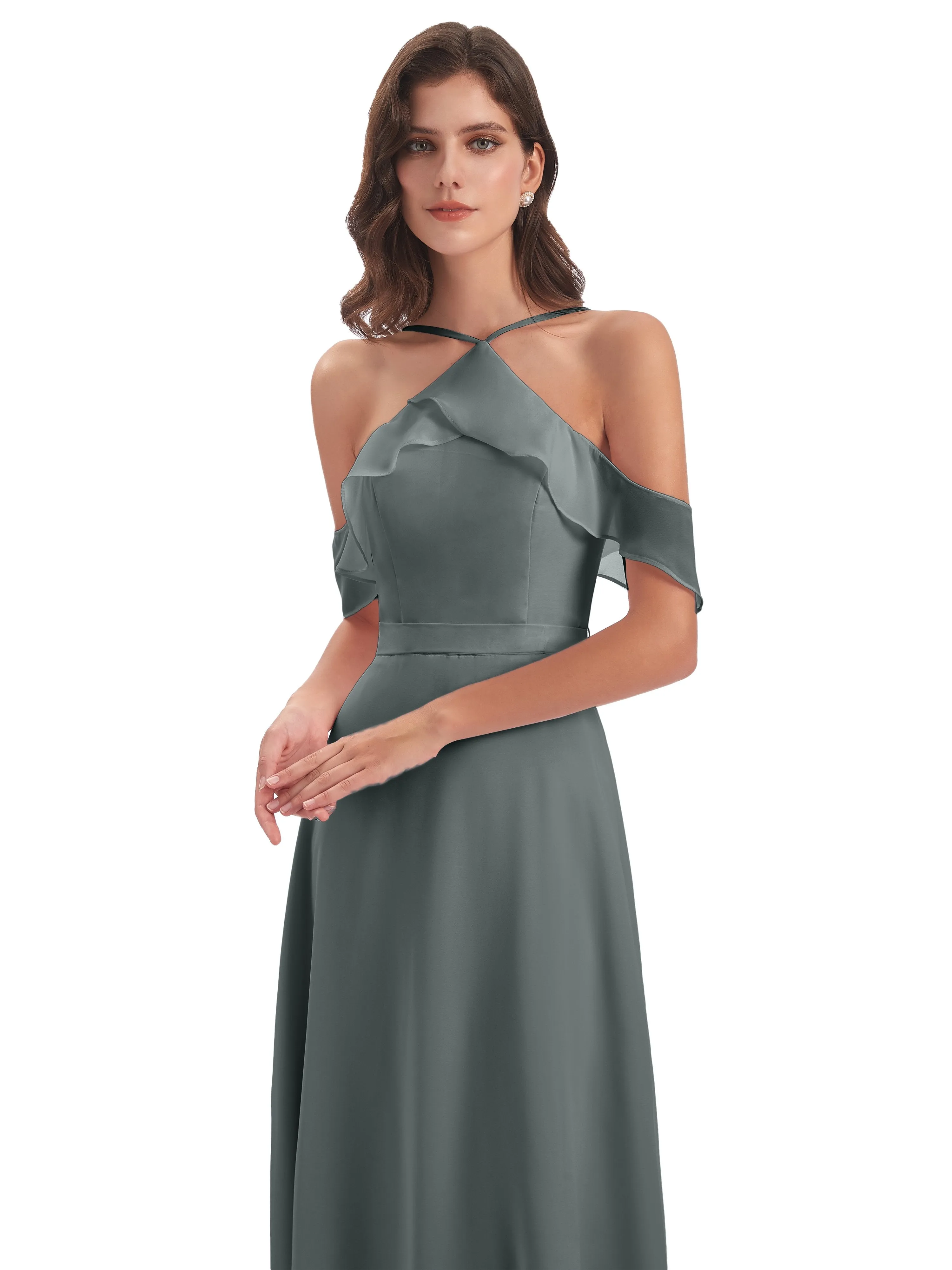 Lucy Gorgeous Off The Shoulder Long Chiffon Bridesmaid Dresses