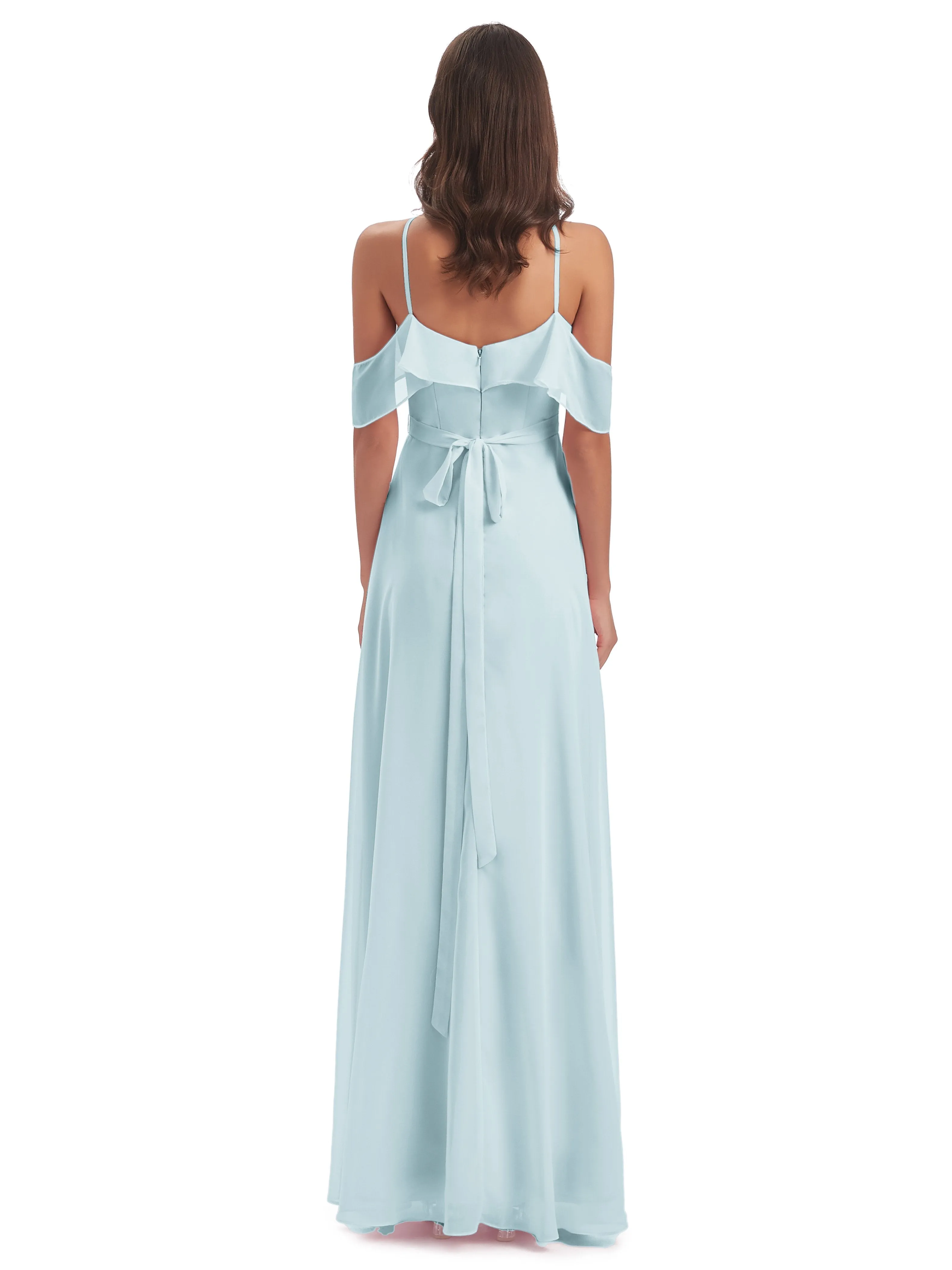 Lucy Gorgeous Off The Shoulder Long Chiffon Bridesmaid Dresses