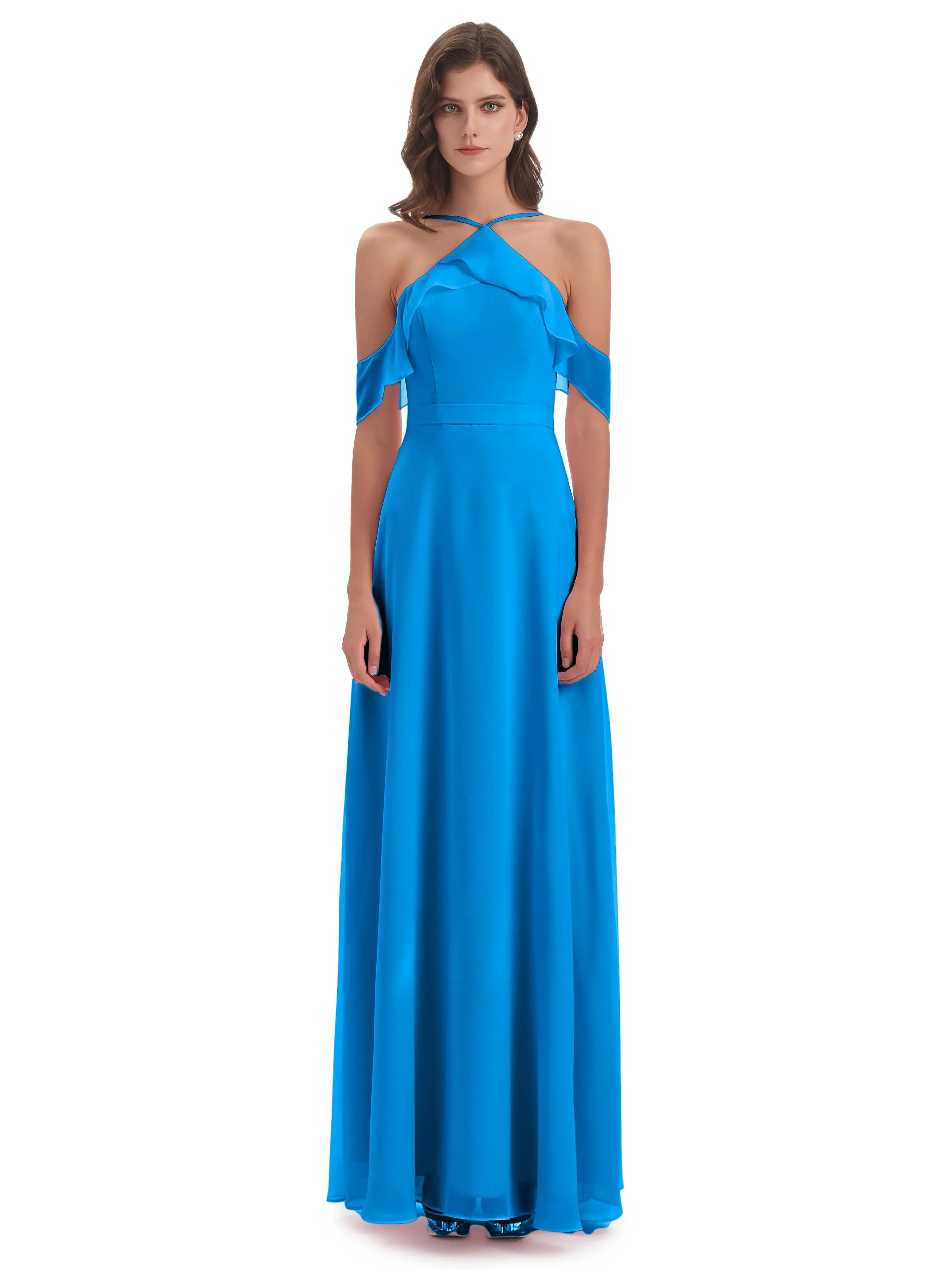 Lucy Gorgeous Off The Shoulder Long Chiffon Bridesmaid Dresses