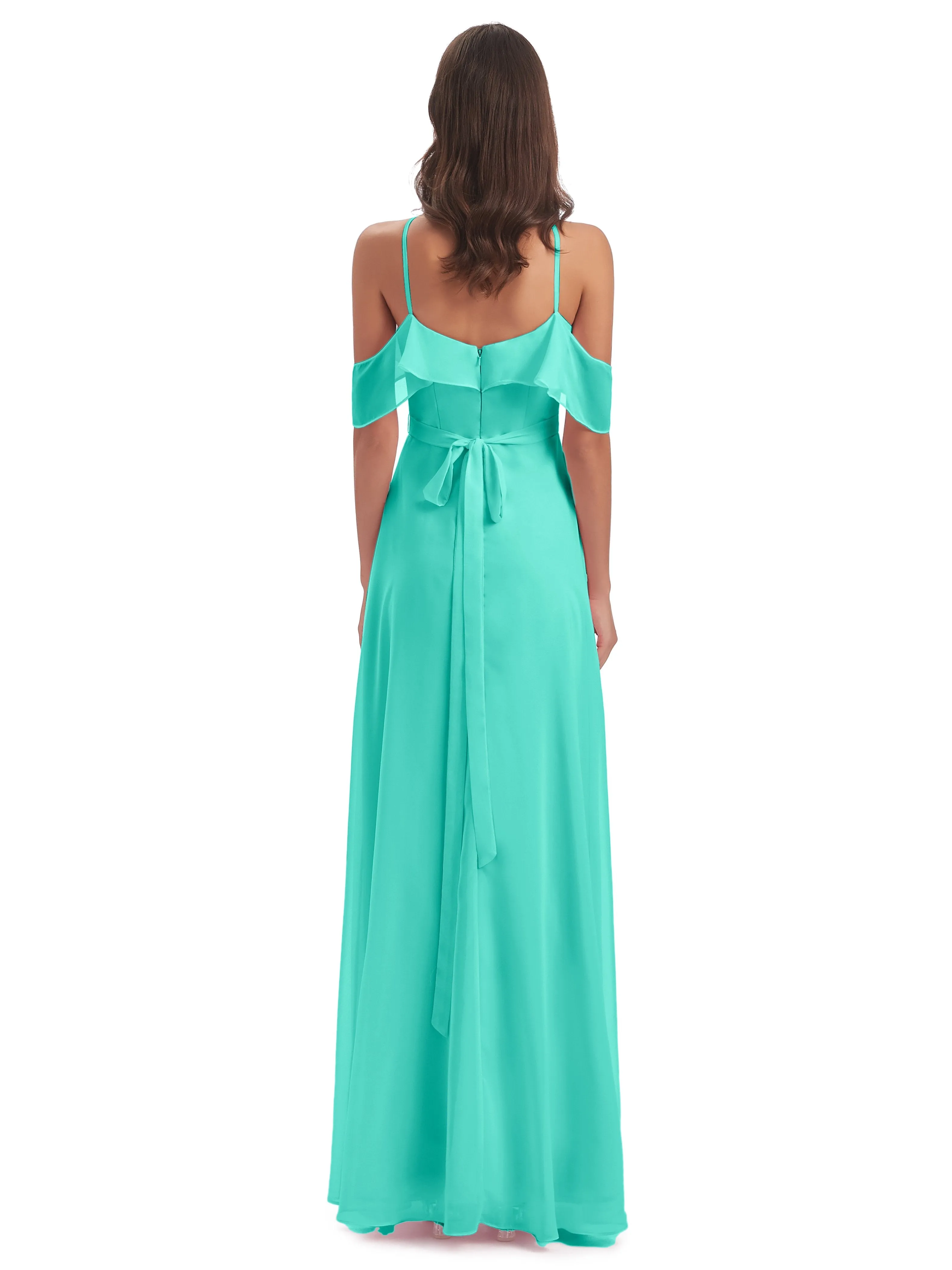 Lucy Gorgeous Off The Shoulder Long Chiffon Bridesmaid Dresses