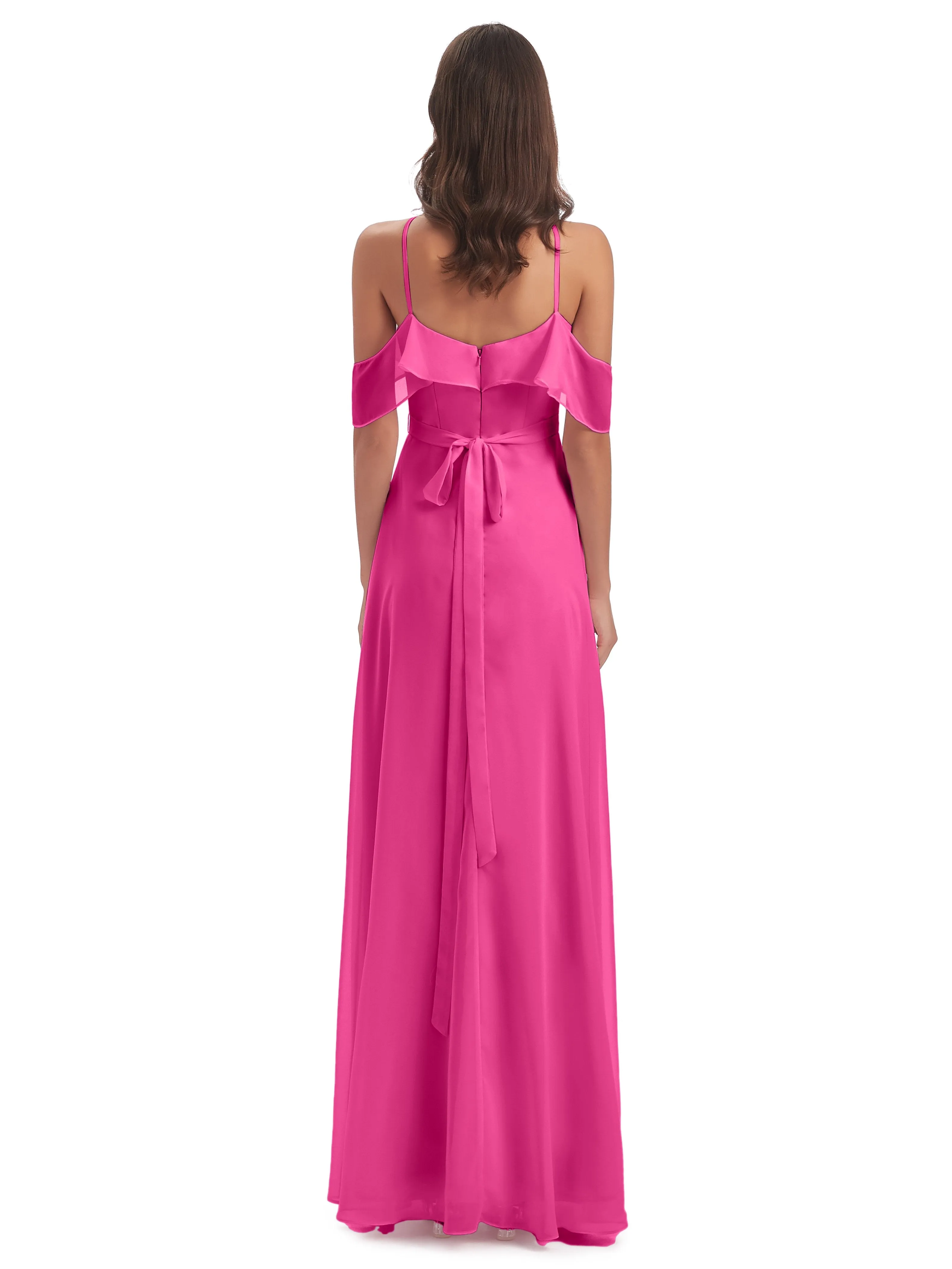 Lucy Gorgeous Off The Shoulder Long Chiffon Bridesmaid Dresses