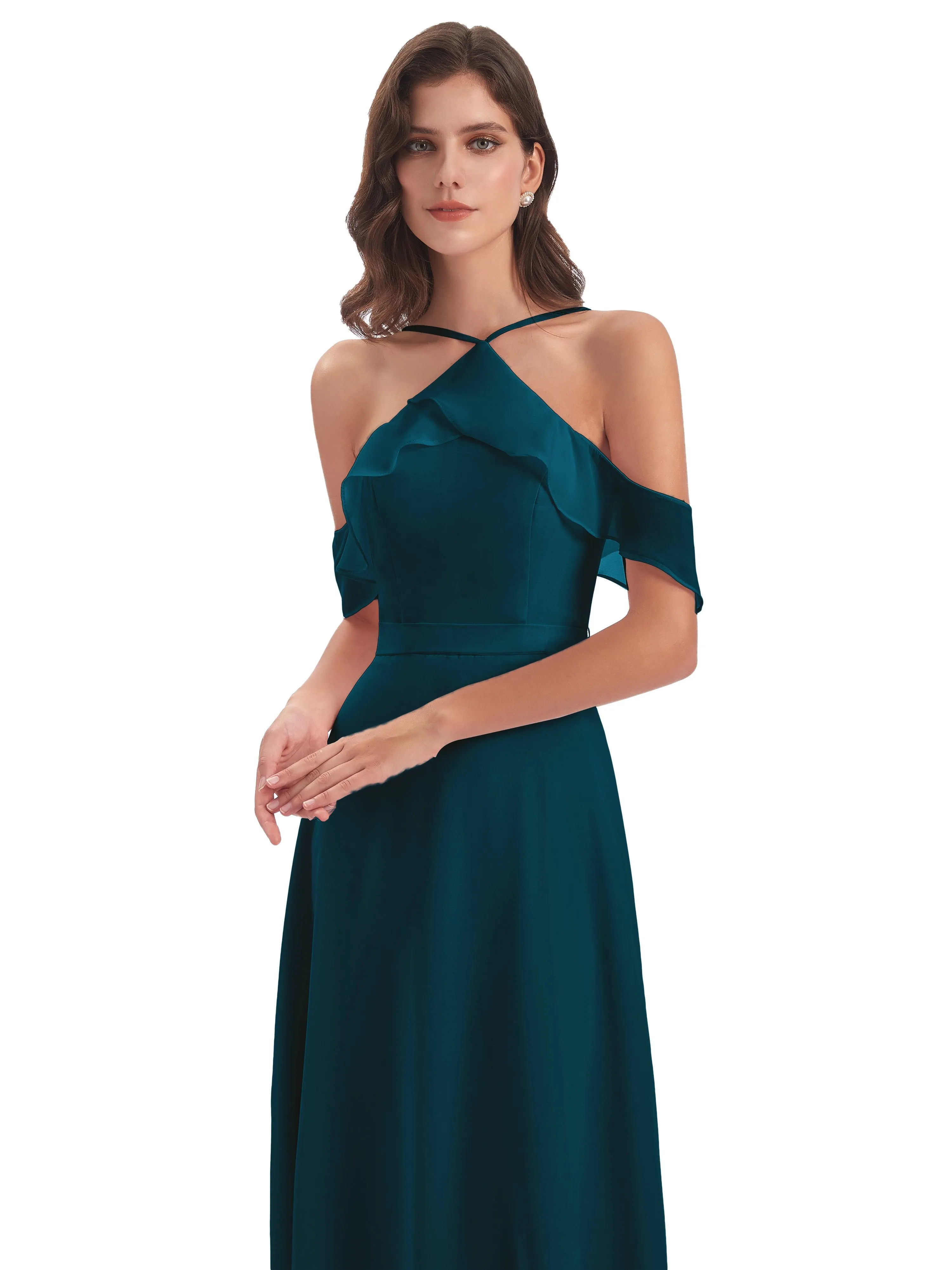 Lucy Gorgeous Off The Shoulder Long Chiffon Bridesmaid Dresses