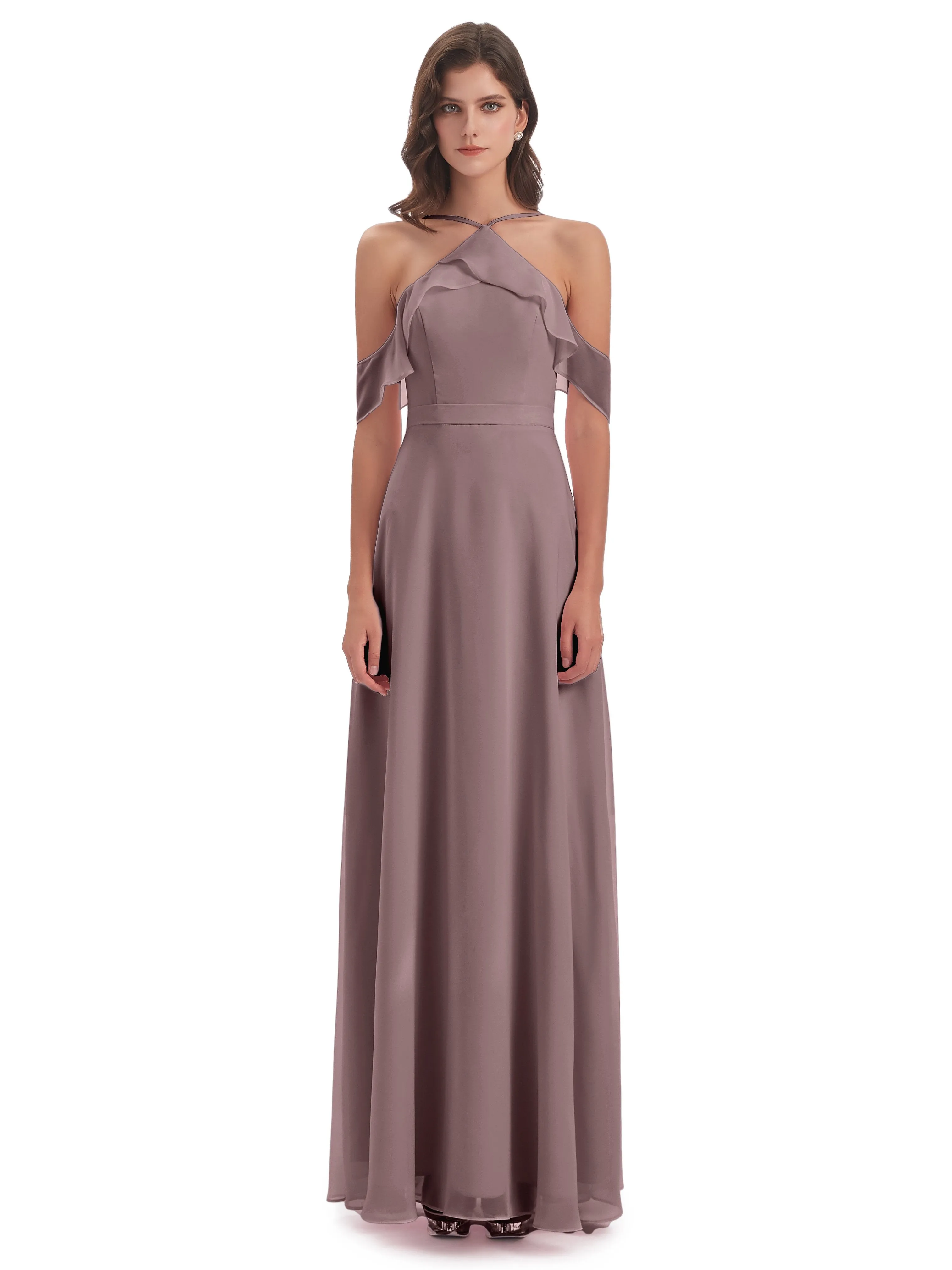 Lucy Gorgeous Off The Shoulder Long Chiffon Bridesmaid Dresses