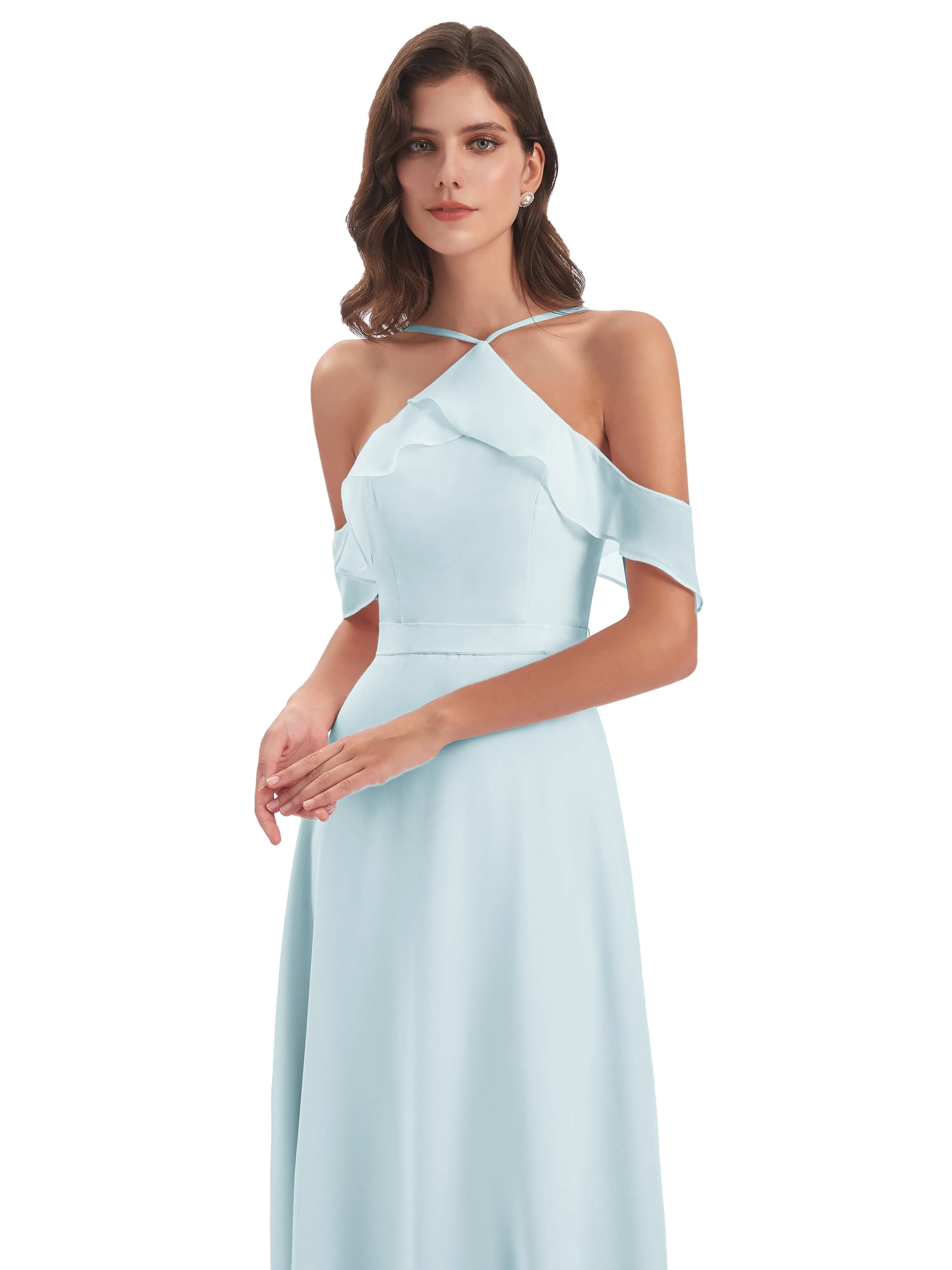 Lucy Gorgeous Off The Shoulder Long Chiffon Bridesmaid Dresses