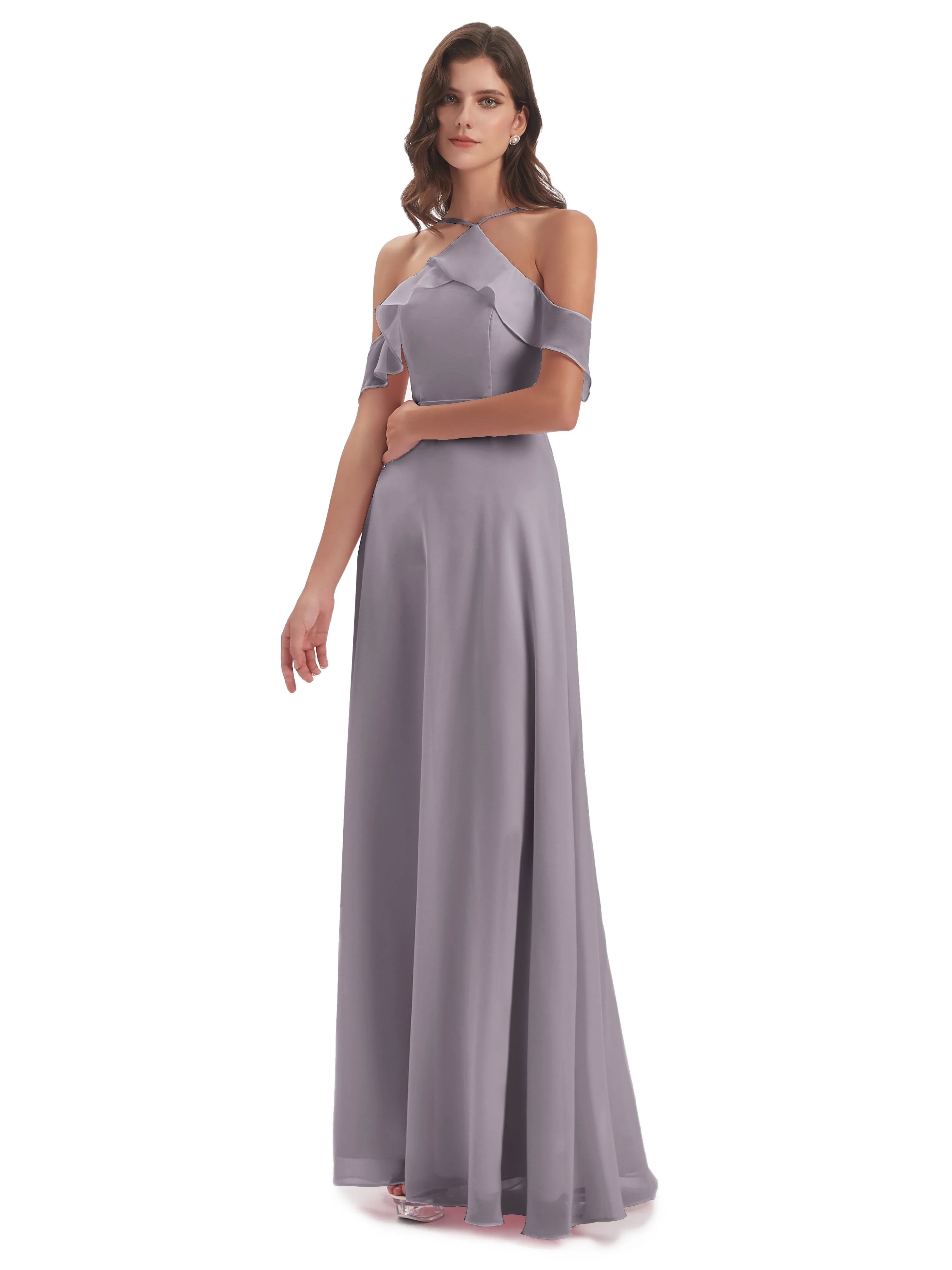 Lucy Gorgeous Off The Shoulder Long Chiffon Bridesmaid Dresses