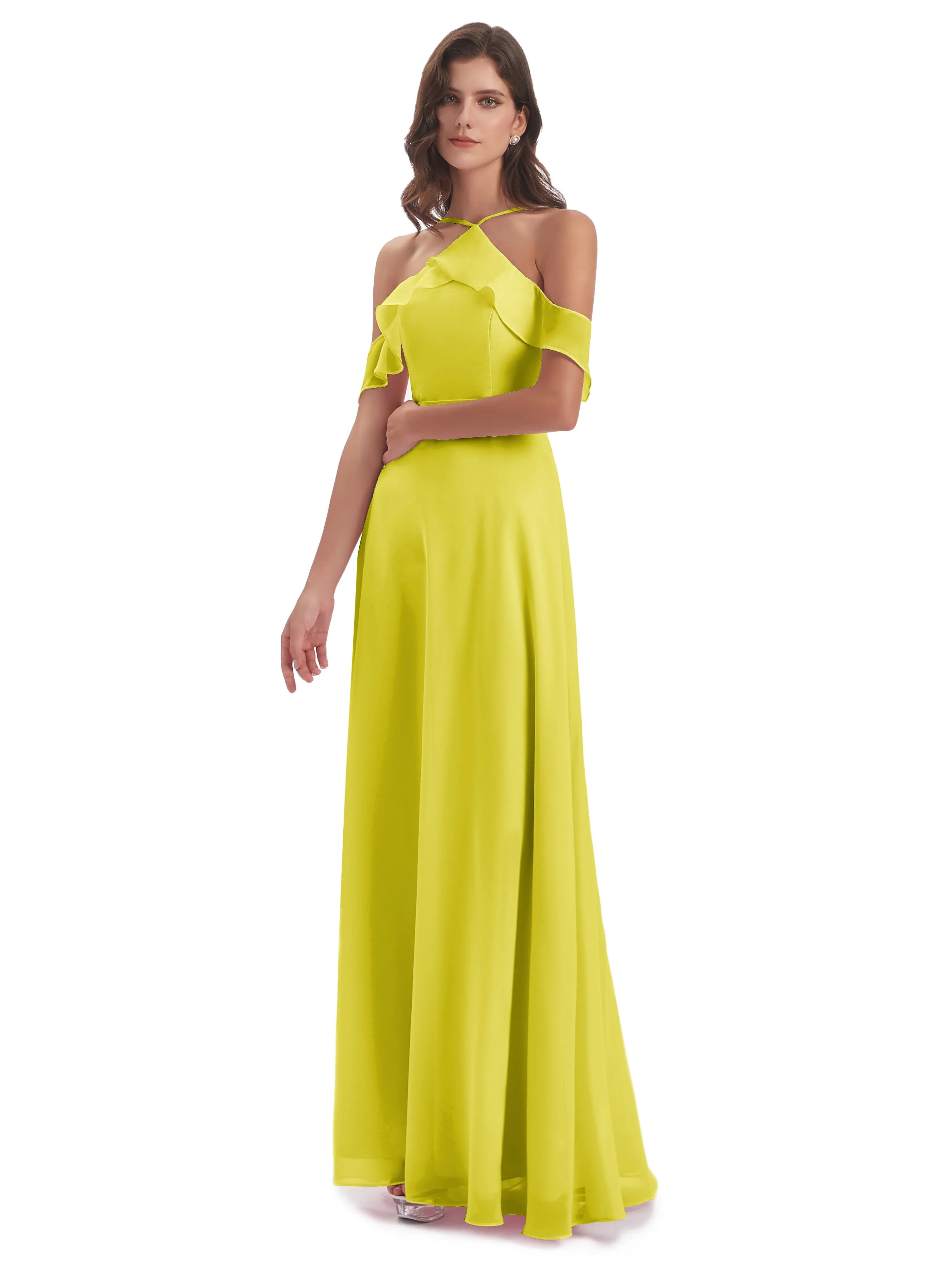 Lucy Gorgeous Off The Shoulder Long Chiffon Bridesmaid Dresses