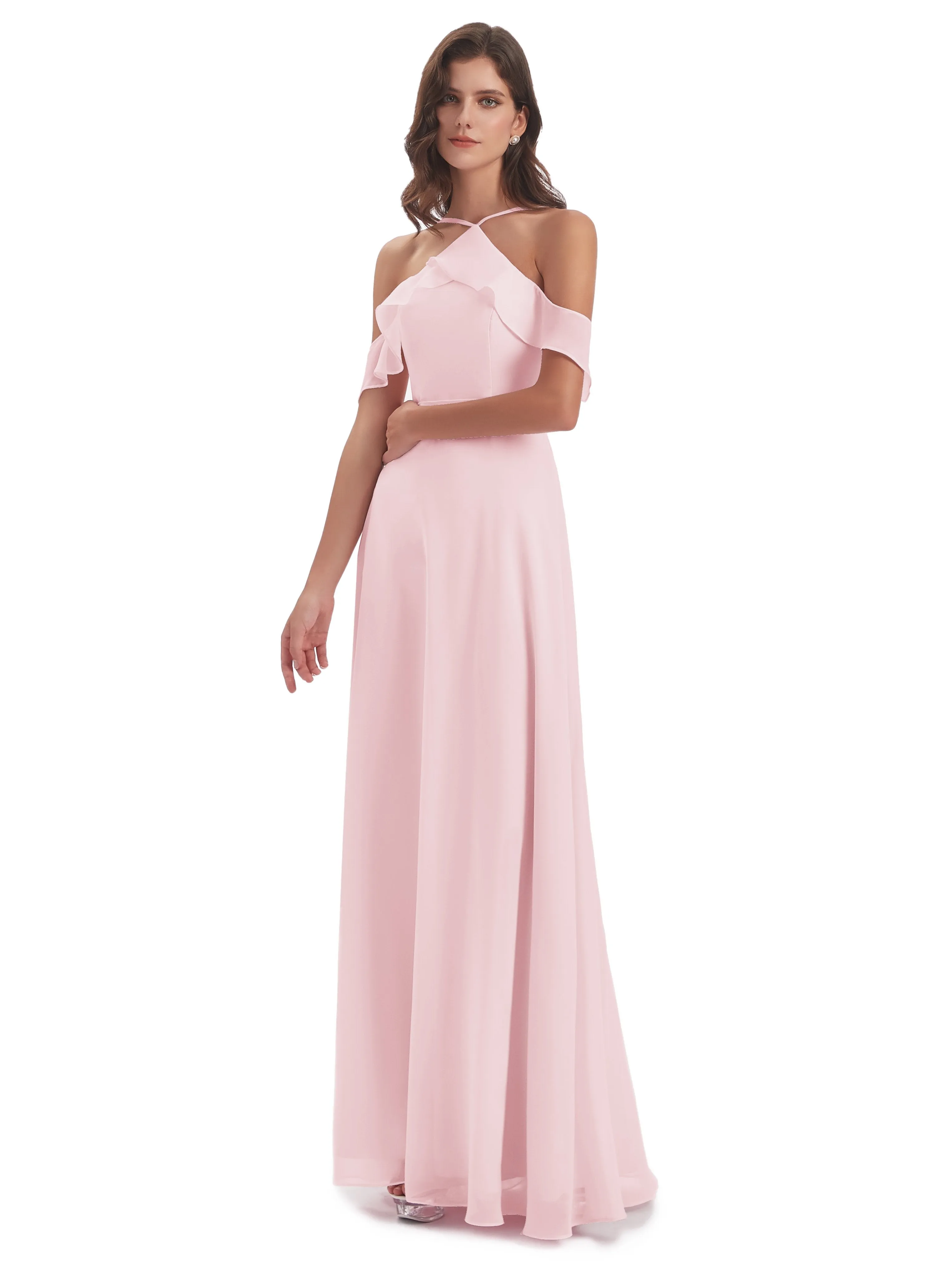 Lucy Gorgeous Off The Shoulder Long Chiffon Bridesmaid Dresses