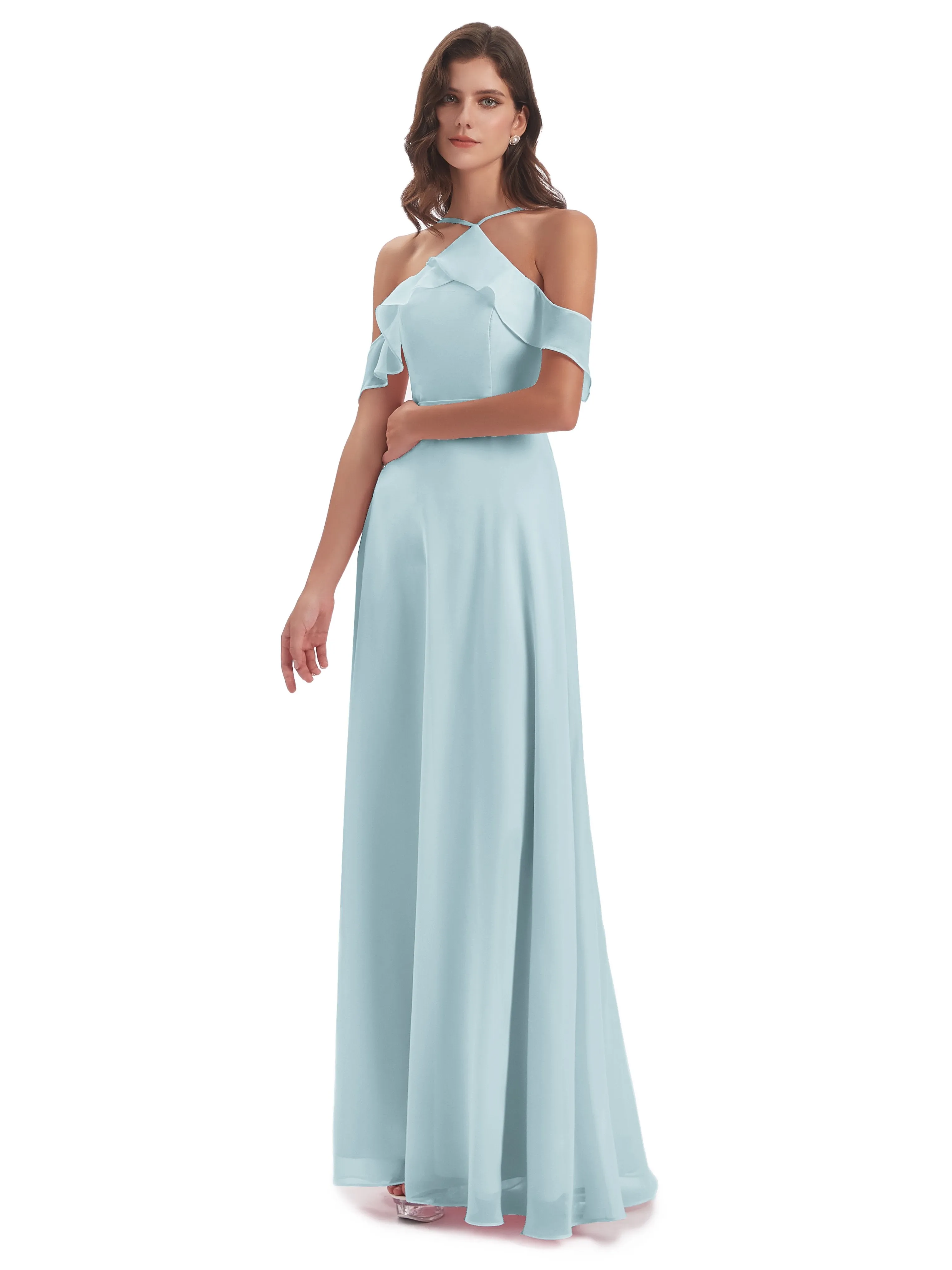 Lucy Gorgeous Off The Shoulder Long Chiffon Bridesmaid Dresses