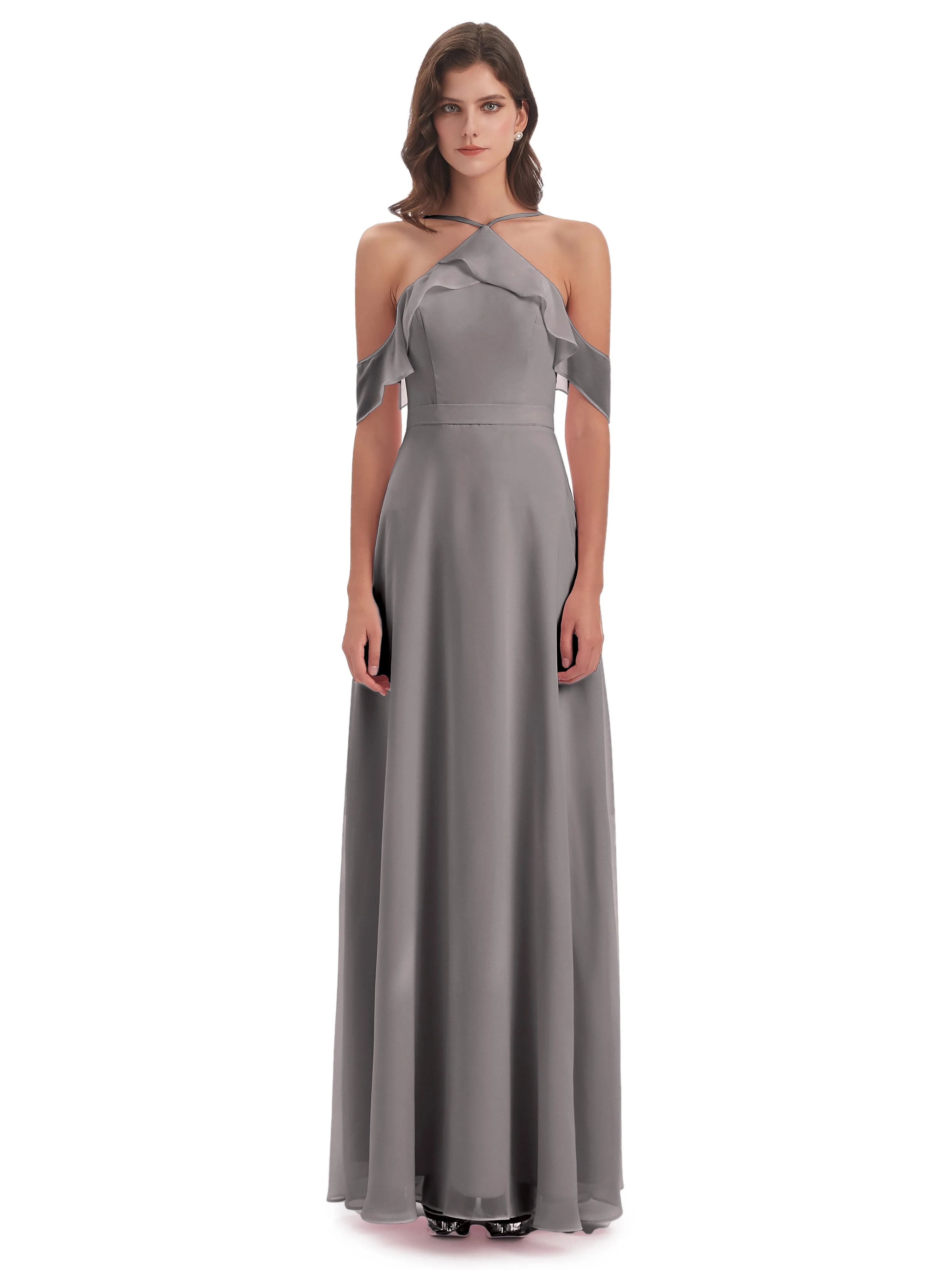 Lucy Gorgeous Off The Shoulder Long Chiffon Bridesmaid Dresses