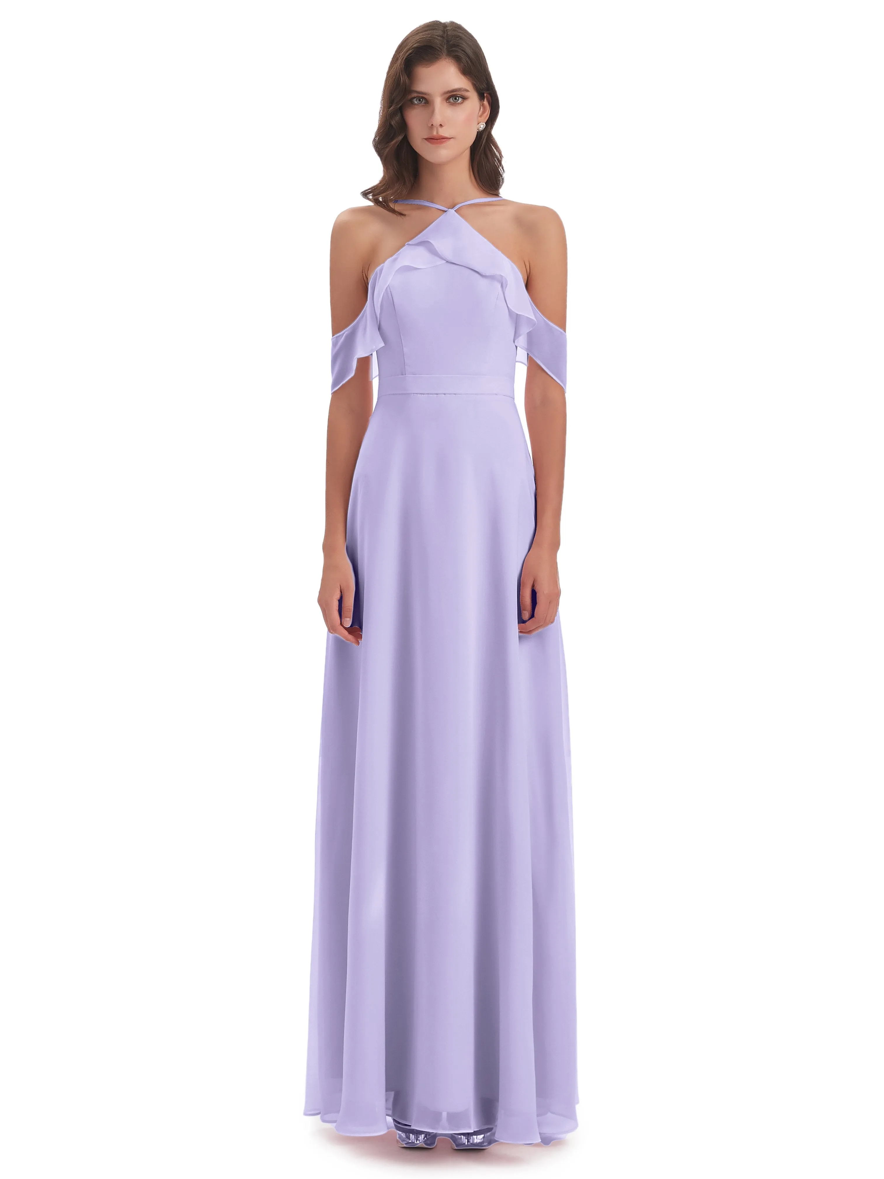 Lucy Gorgeous Off The Shoulder Long Chiffon Bridesmaid Dresses