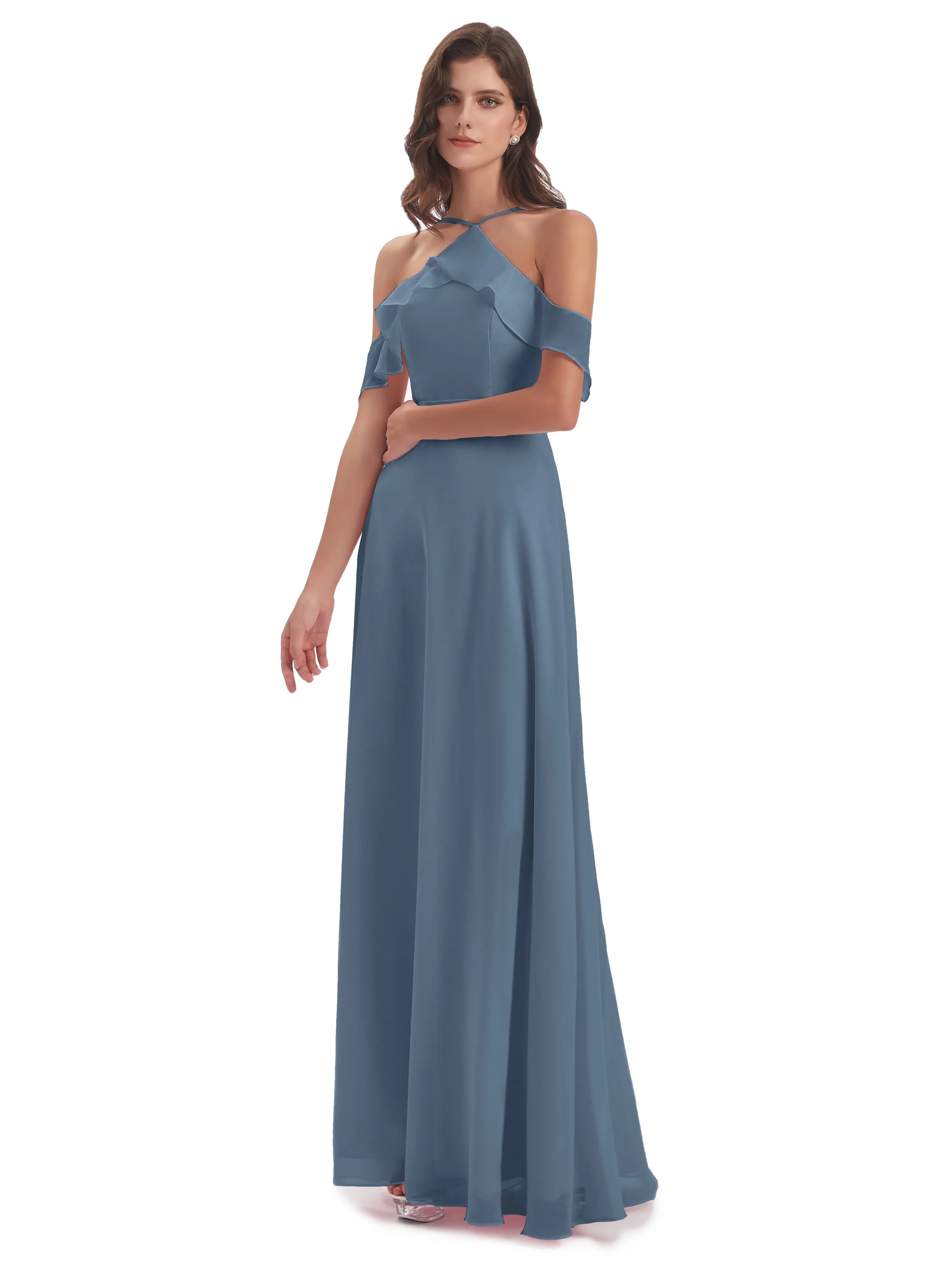 Lucy Gorgeous Off The Shoulder Long Chiffon Bridesmaid Dresses