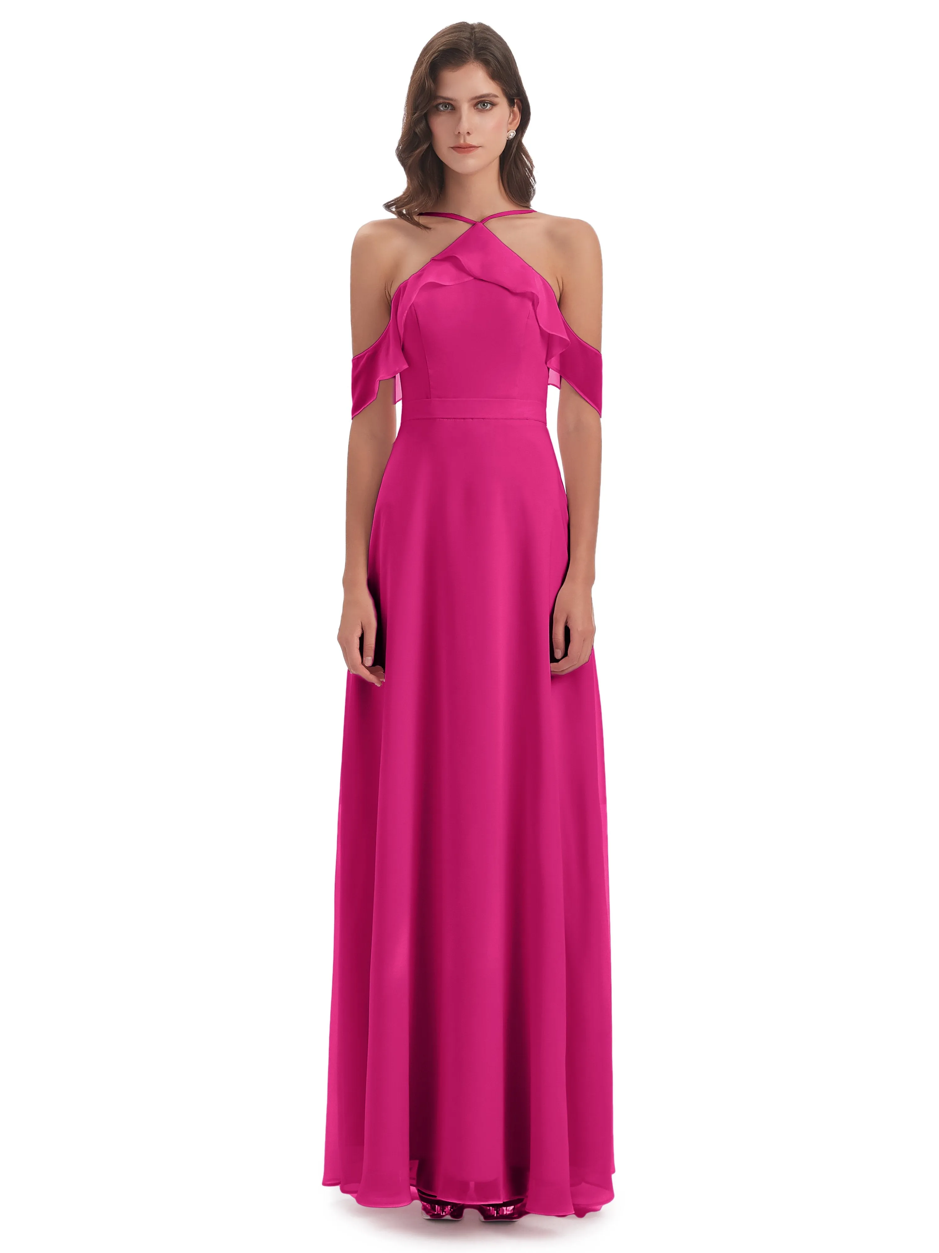 Lucy Gorgeous Off The Shoulder Long Chiffon Bridesmaid Dresses