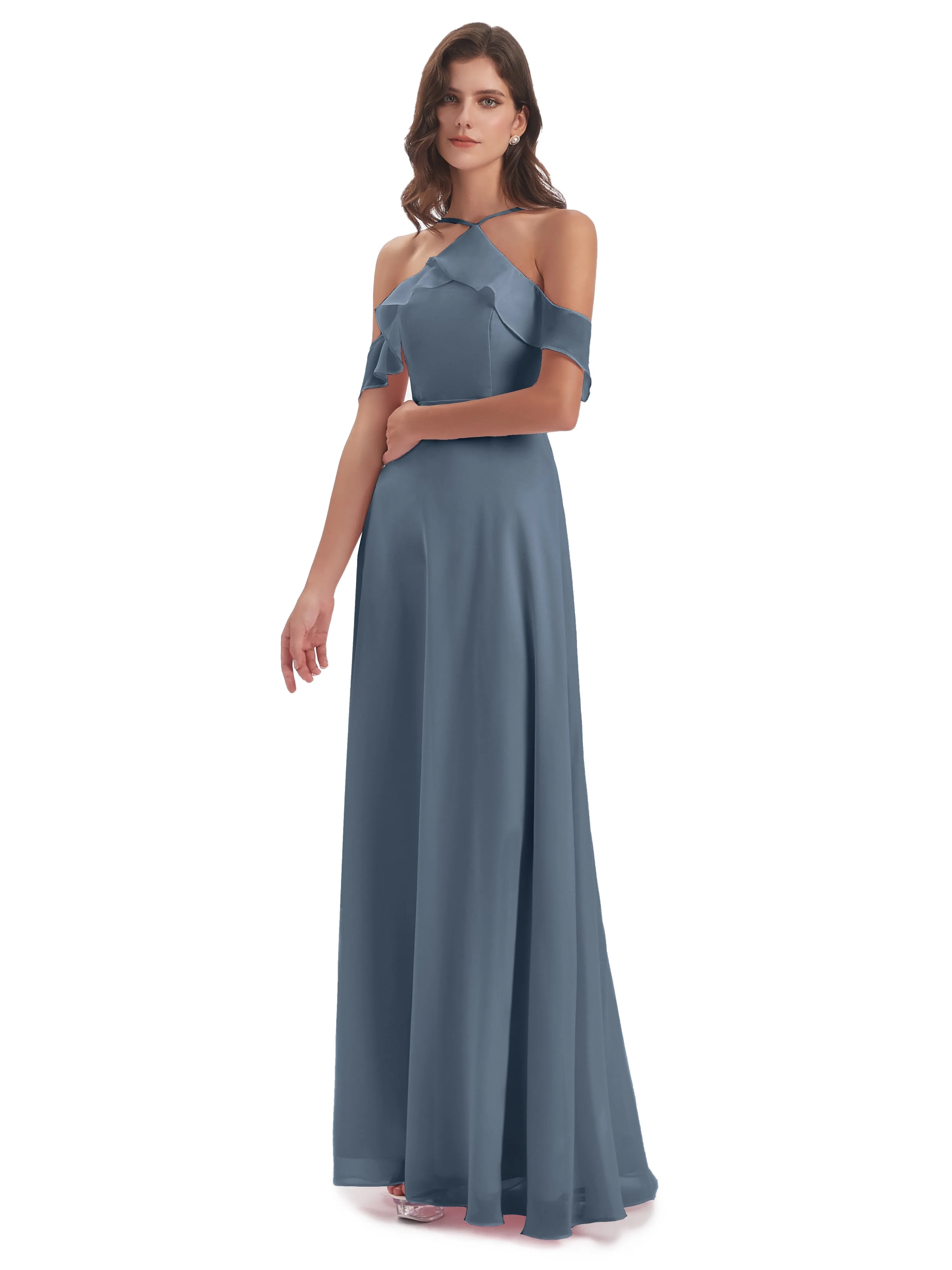 Lucy Gorgeous Off The Shoulder Long Chiffon Bridesmaid Dresses