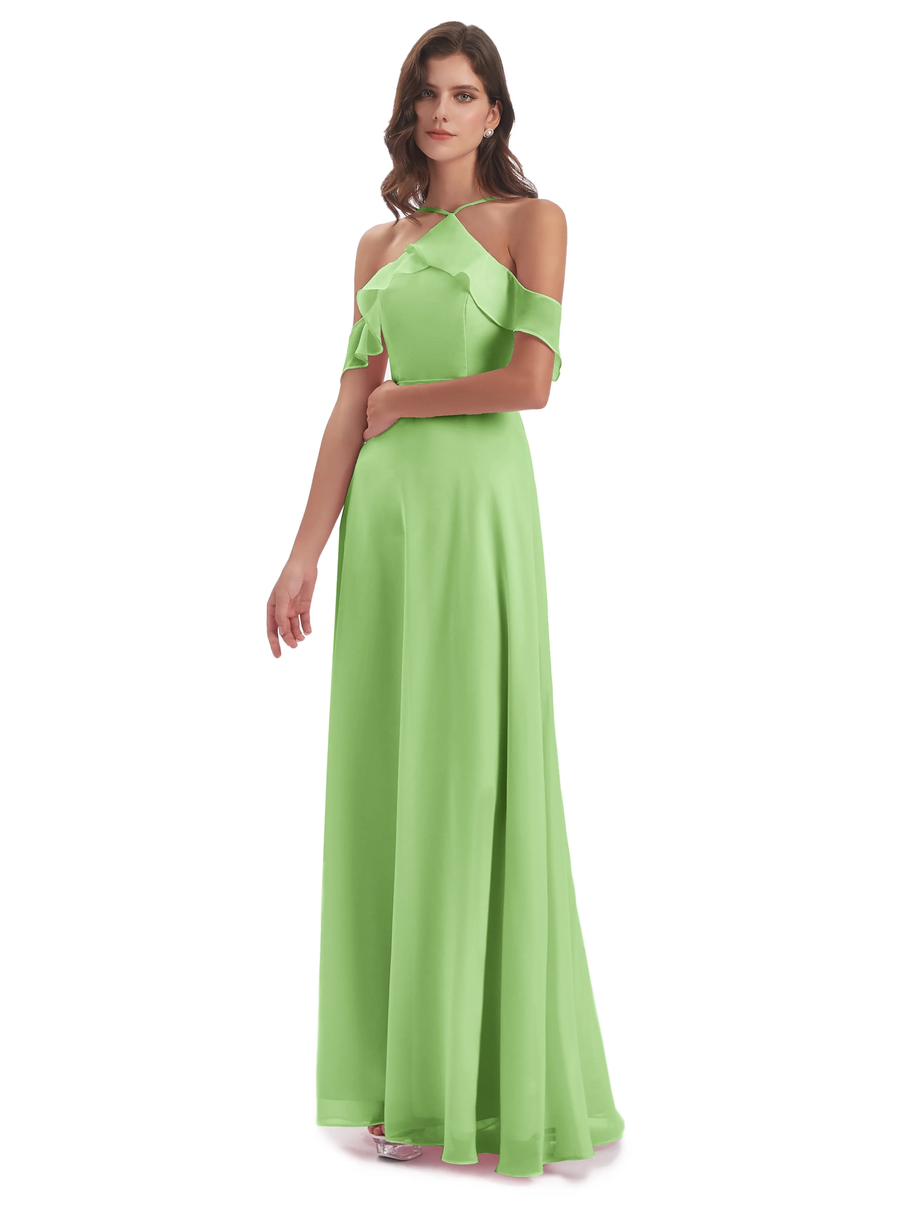 Lucy Gorgeous Off The Shoulder Long Chiffon Bridesmaid Dresses