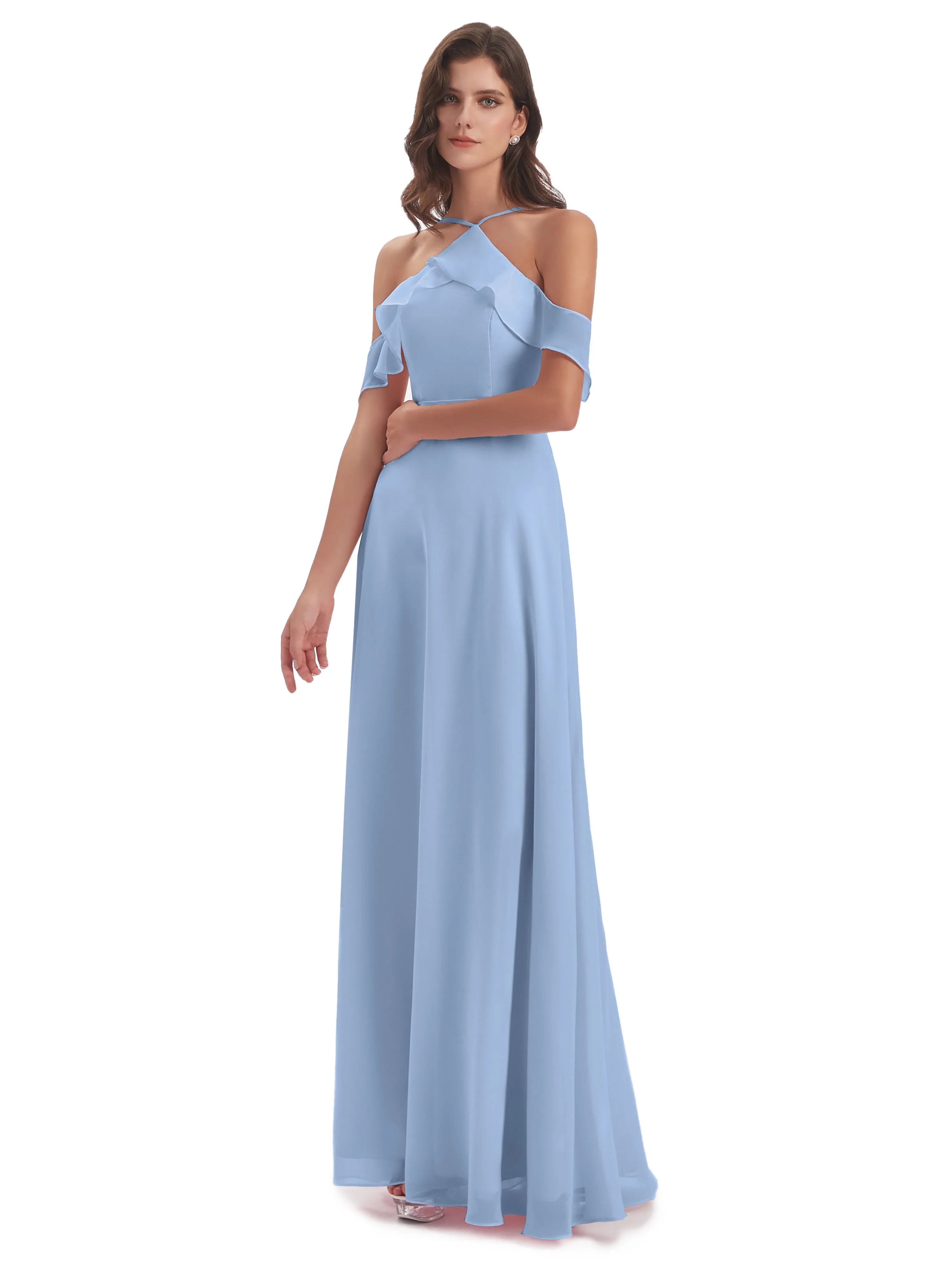 Lucy Gorgeous Off The Shoulder Long Chiffon Bridesmaid Dresses