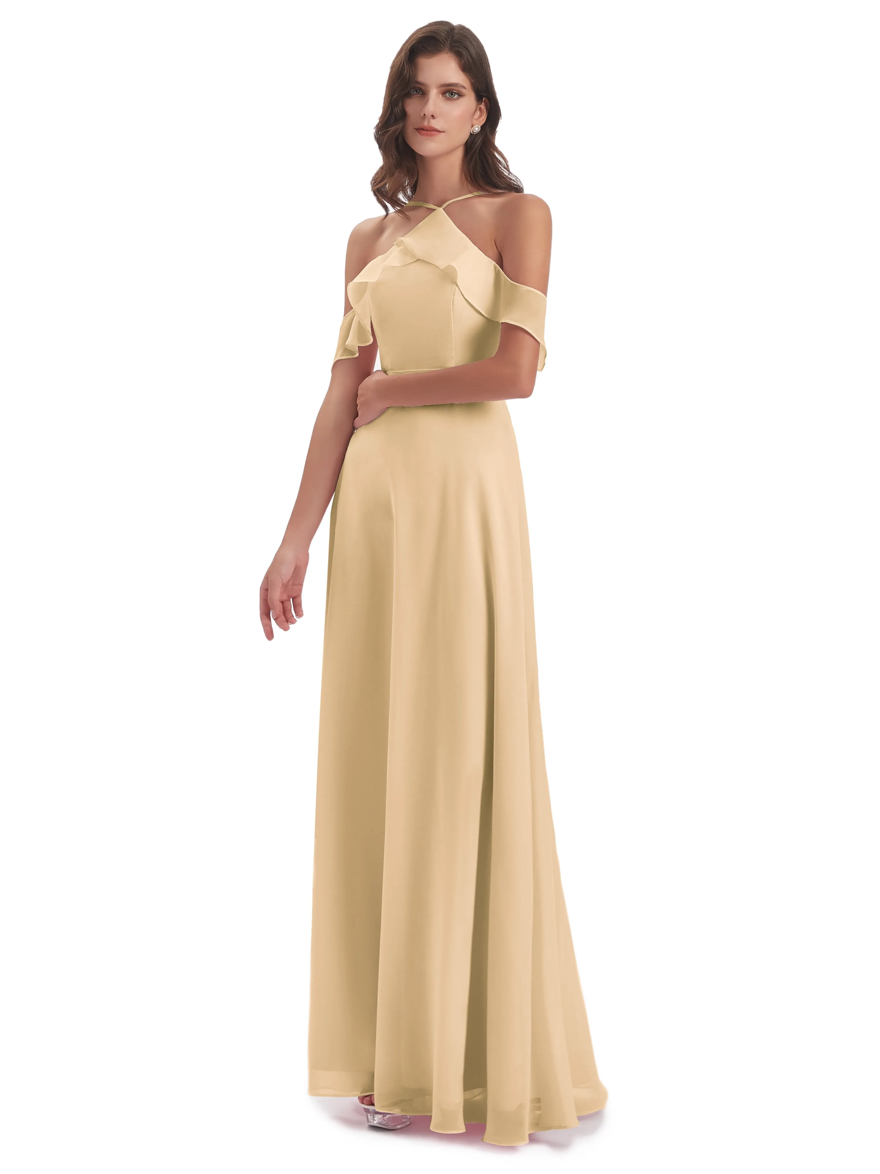 Lucy Gorgeous Off The Shoulder Long Chiffon Bridesmaid Dresses