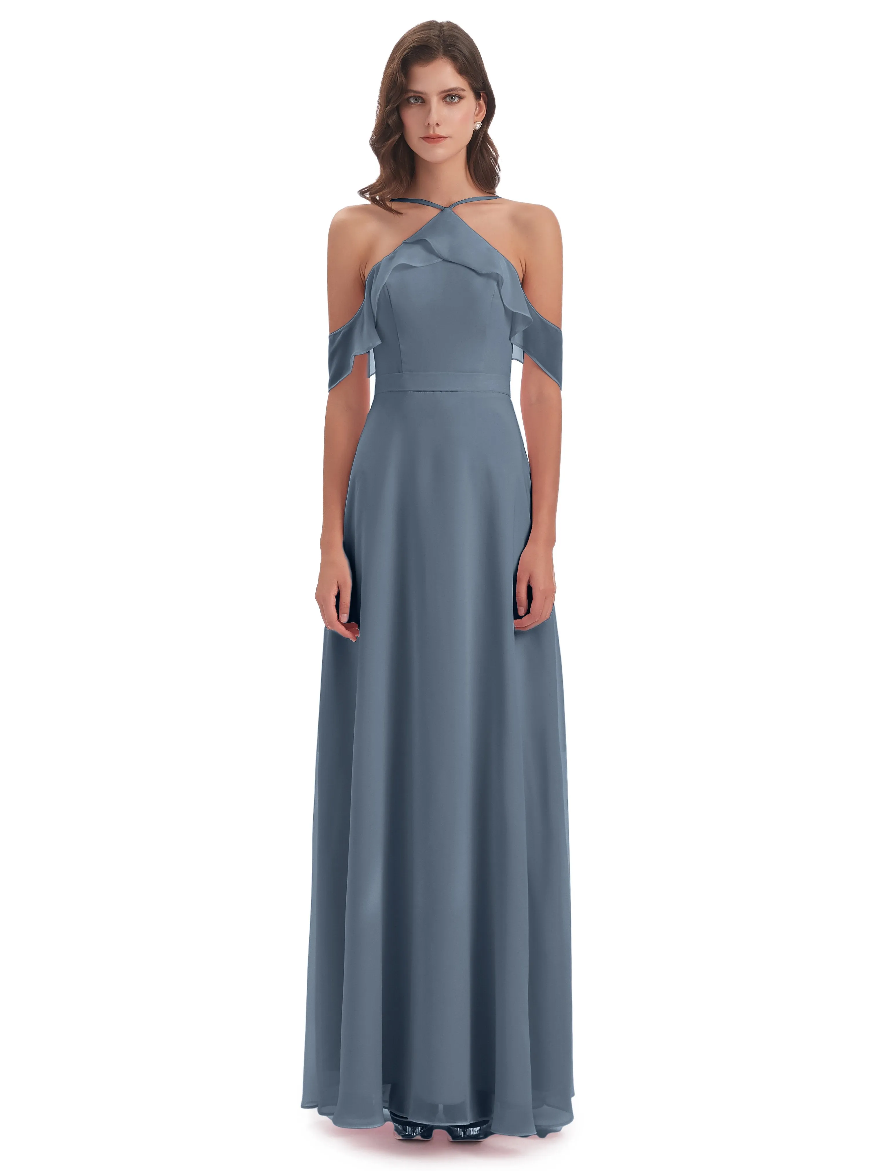 Lucy Gorgeous Off The Shoulder Long Chiffon Bridesmaid Dresses