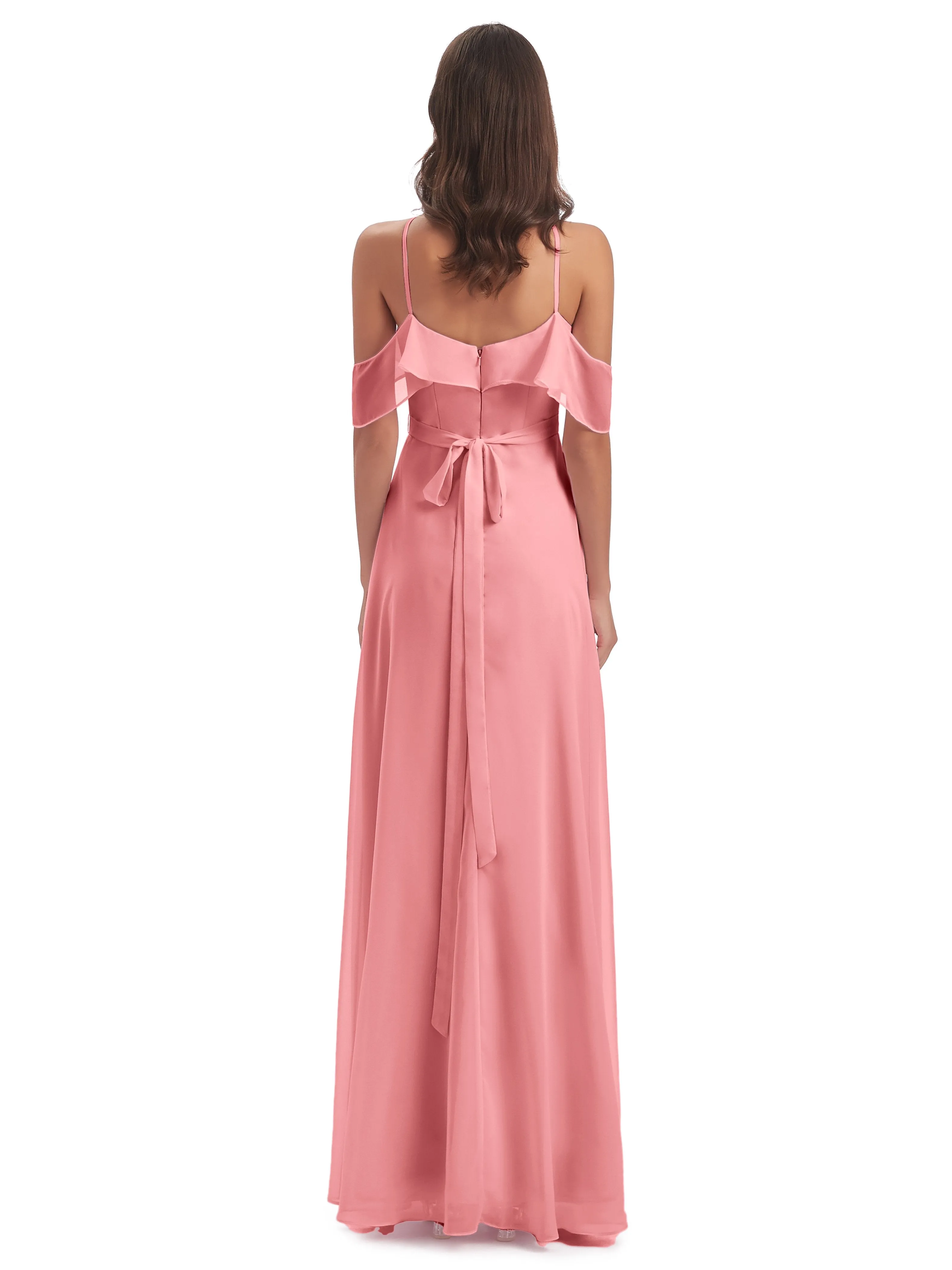 Lucy Gorgeous Off The Shoulder Long Chiffon Bridesmaid Dresses