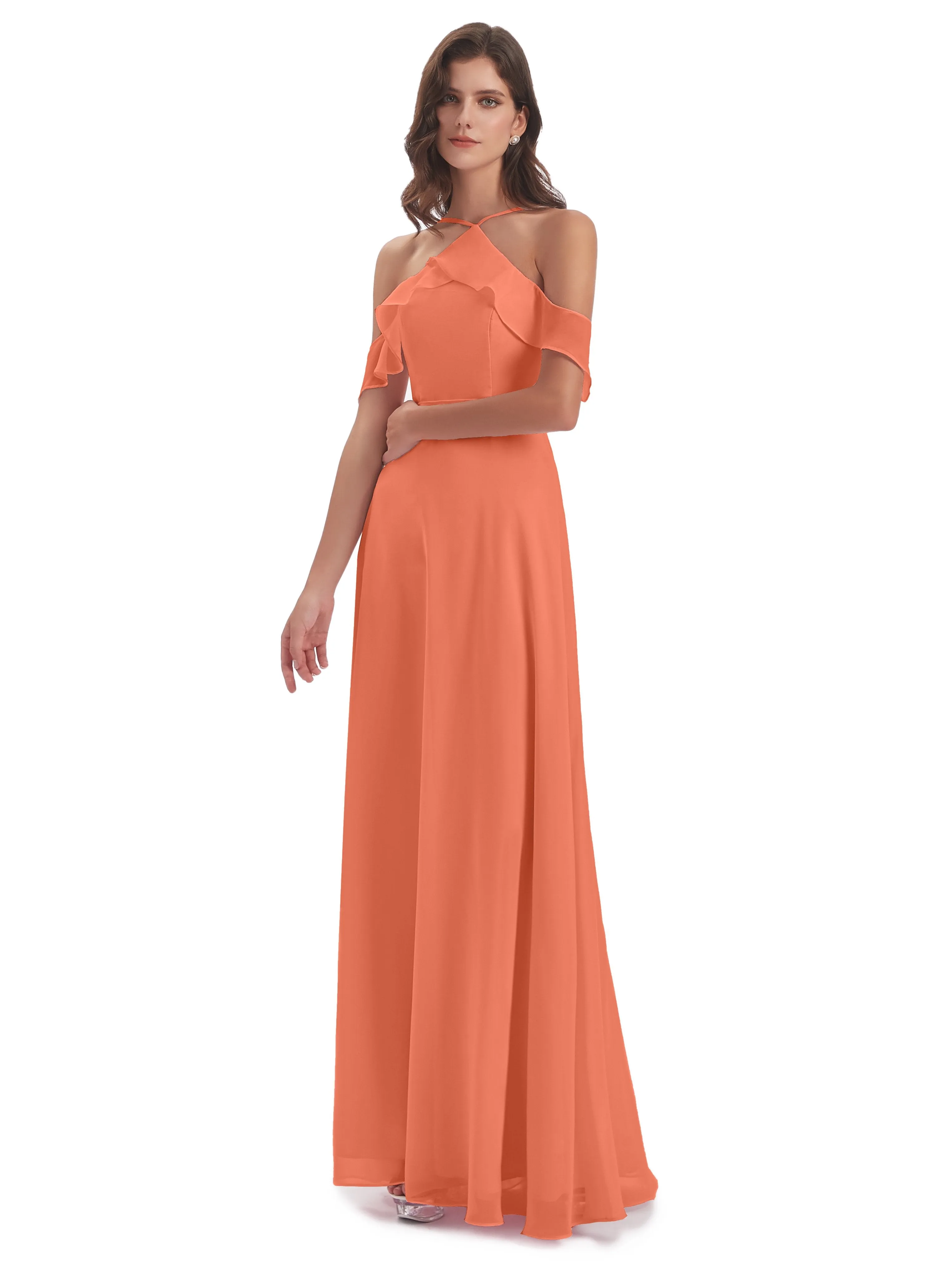 Lucy Gorgeous Off The Shoulder Long Chiffon Bridesmaid Dresses