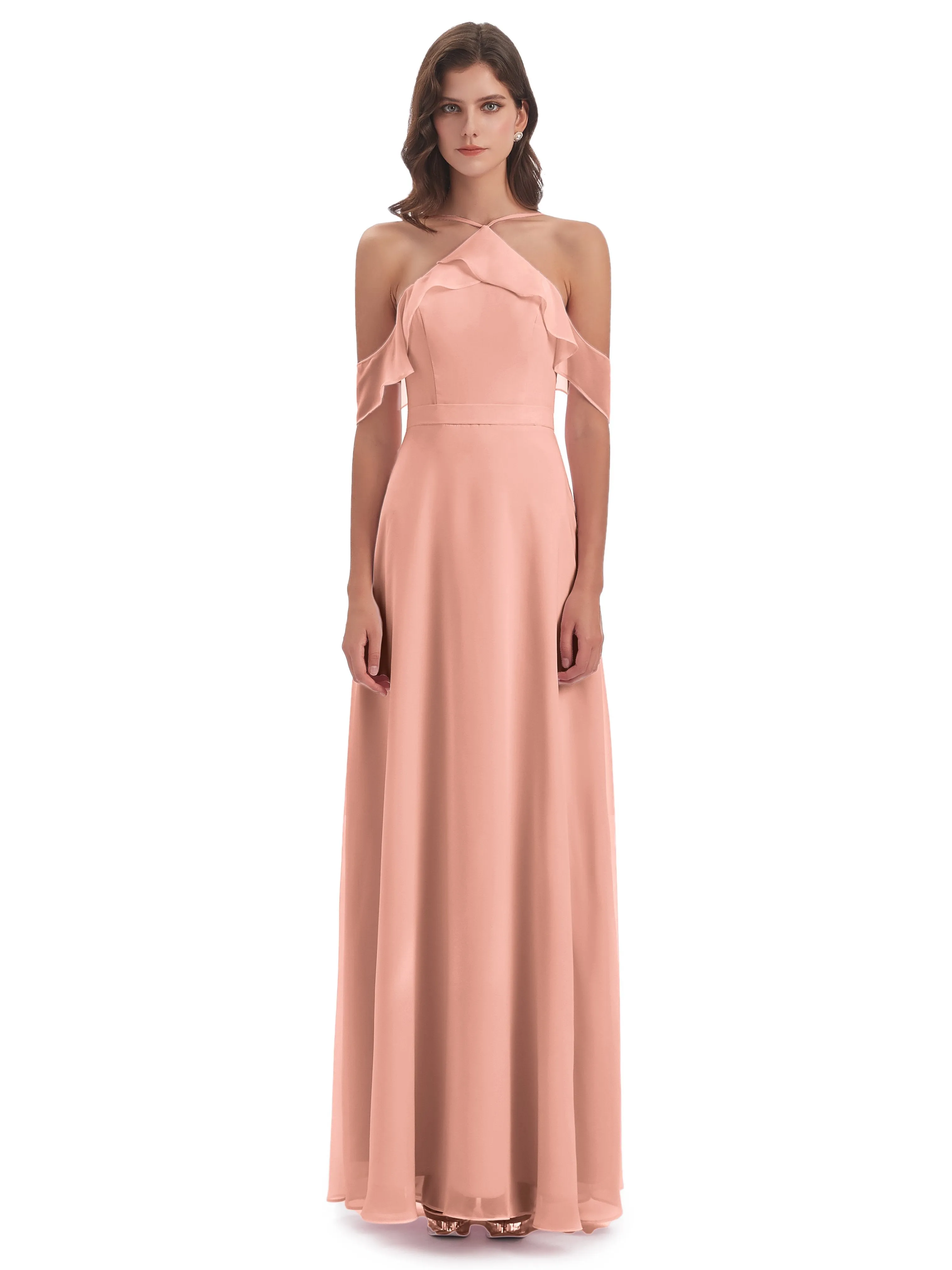 Lucy Gorgeous Off The Shoulder Long Chiffon Bridesmaid Dresses