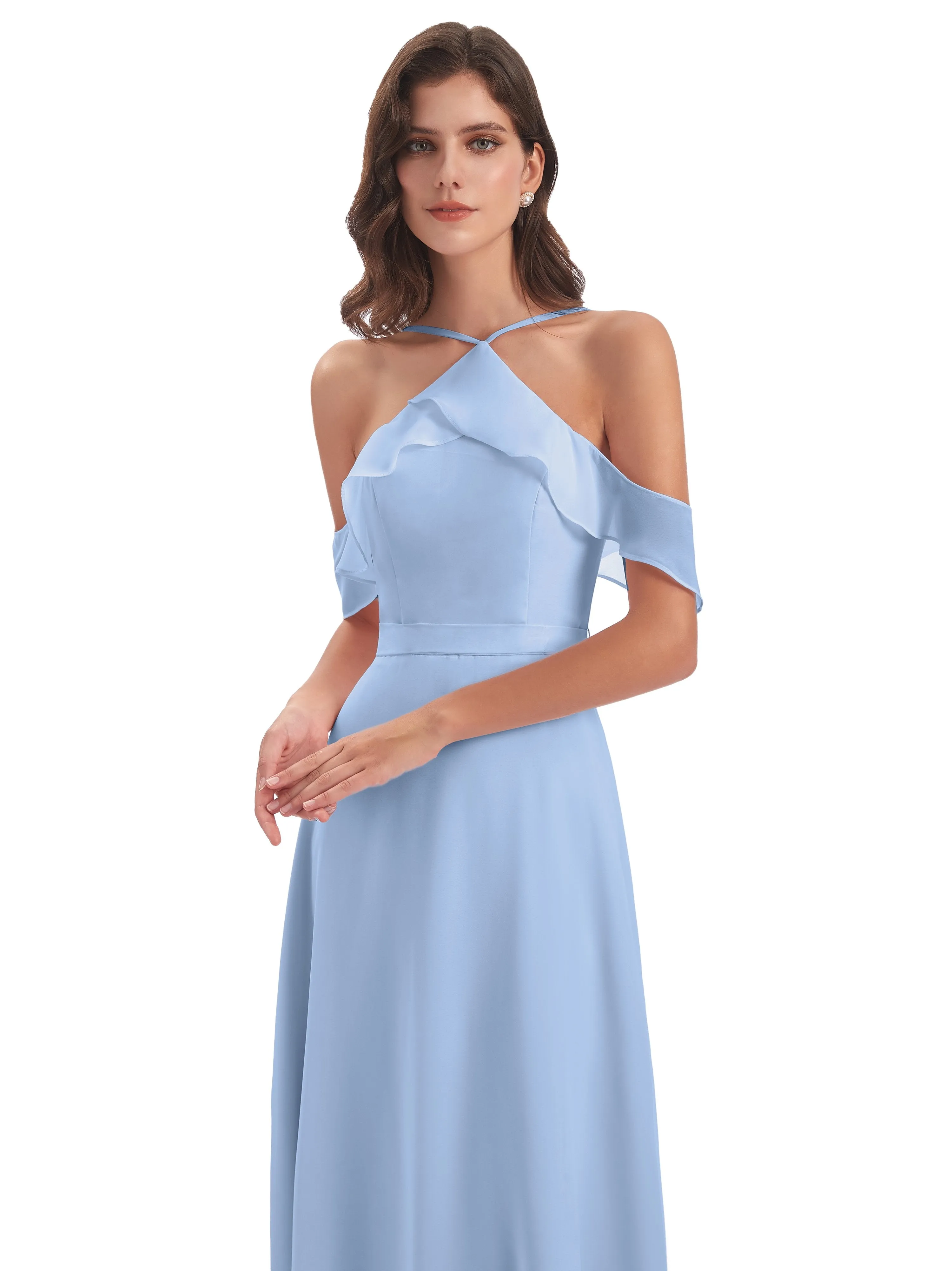 Lucy Gorgeous Off The Shoulder Long Chiffon Bridesmaid Dresses