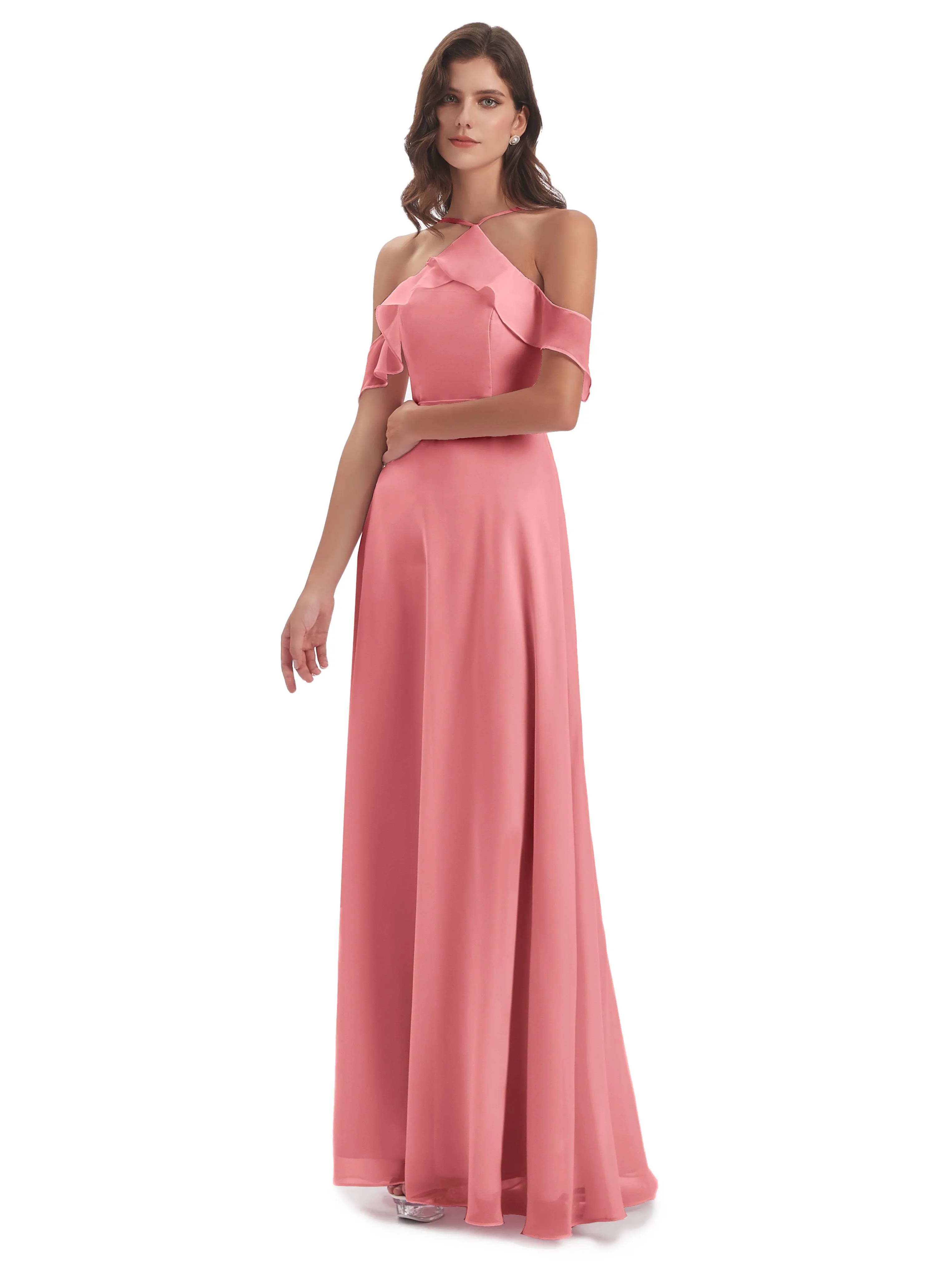 Lucy Gorgeous Off The Shoulder Long Chiffon Bridesmaid Dresses