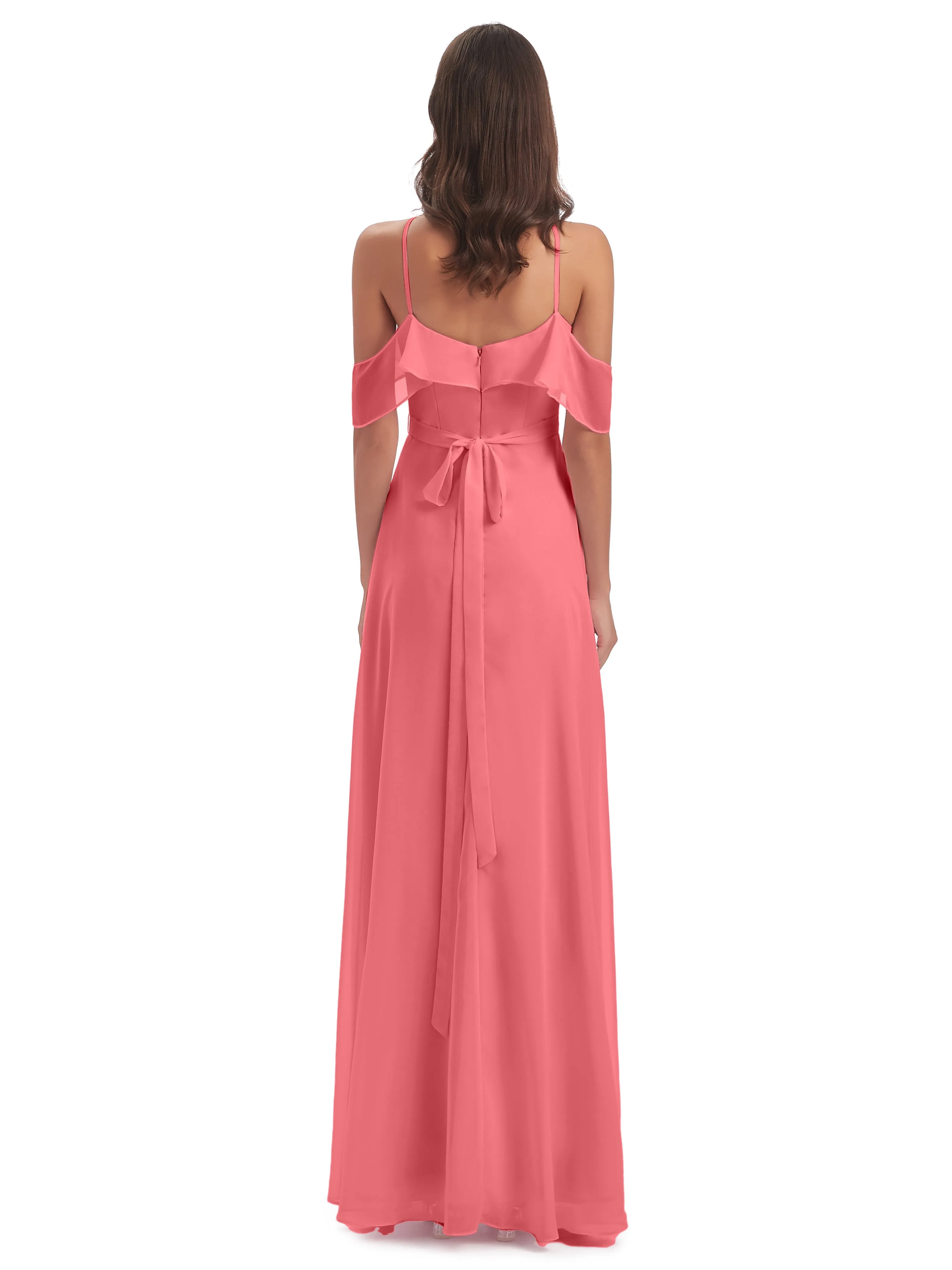 Lucy Gorgeous Off The Shoulder Long Chiffon Bridesmaid Dresses