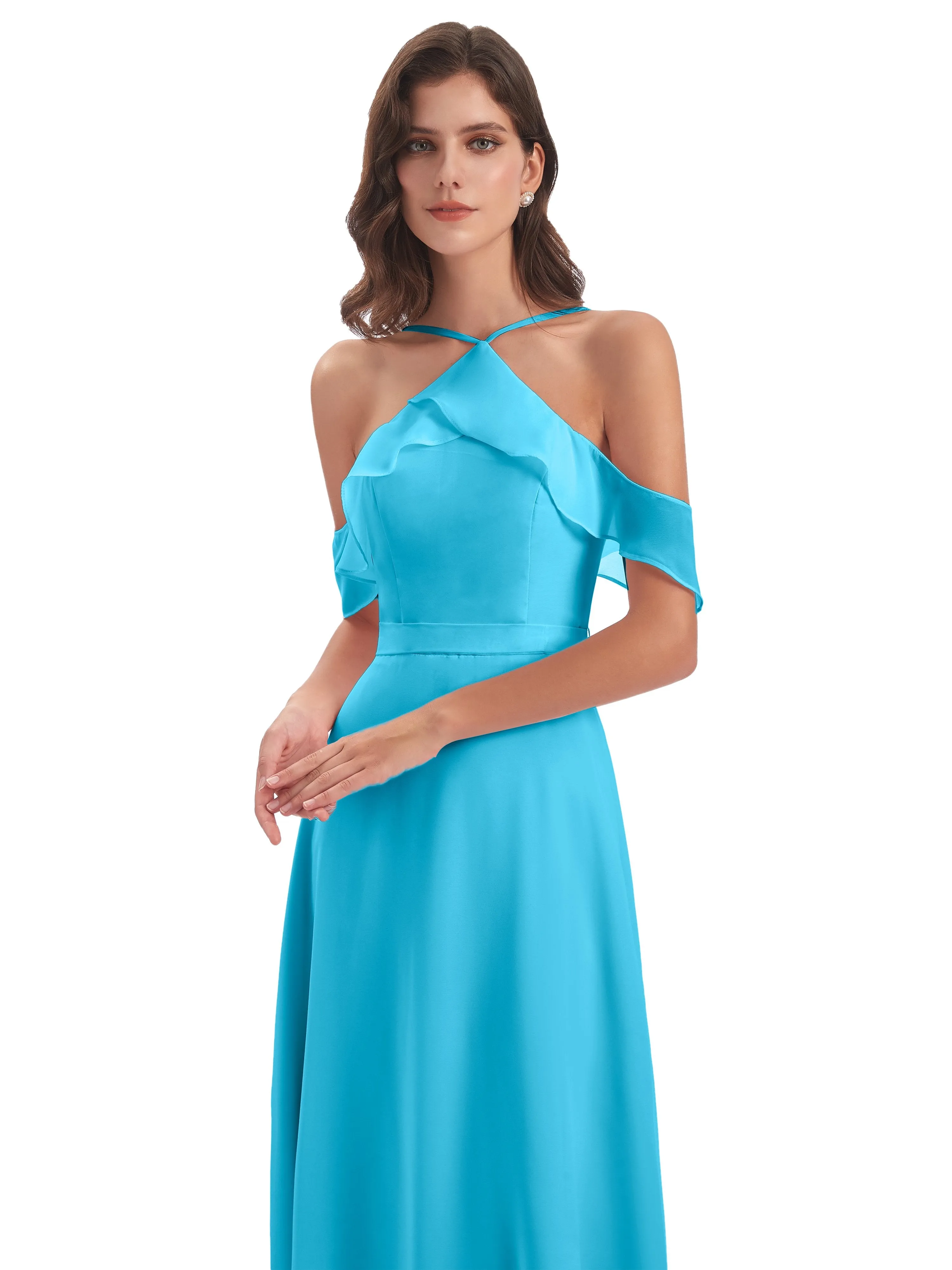 Lucy Gorgeous Off The Shoulder Long Chiffon Bridesmaid Dresses