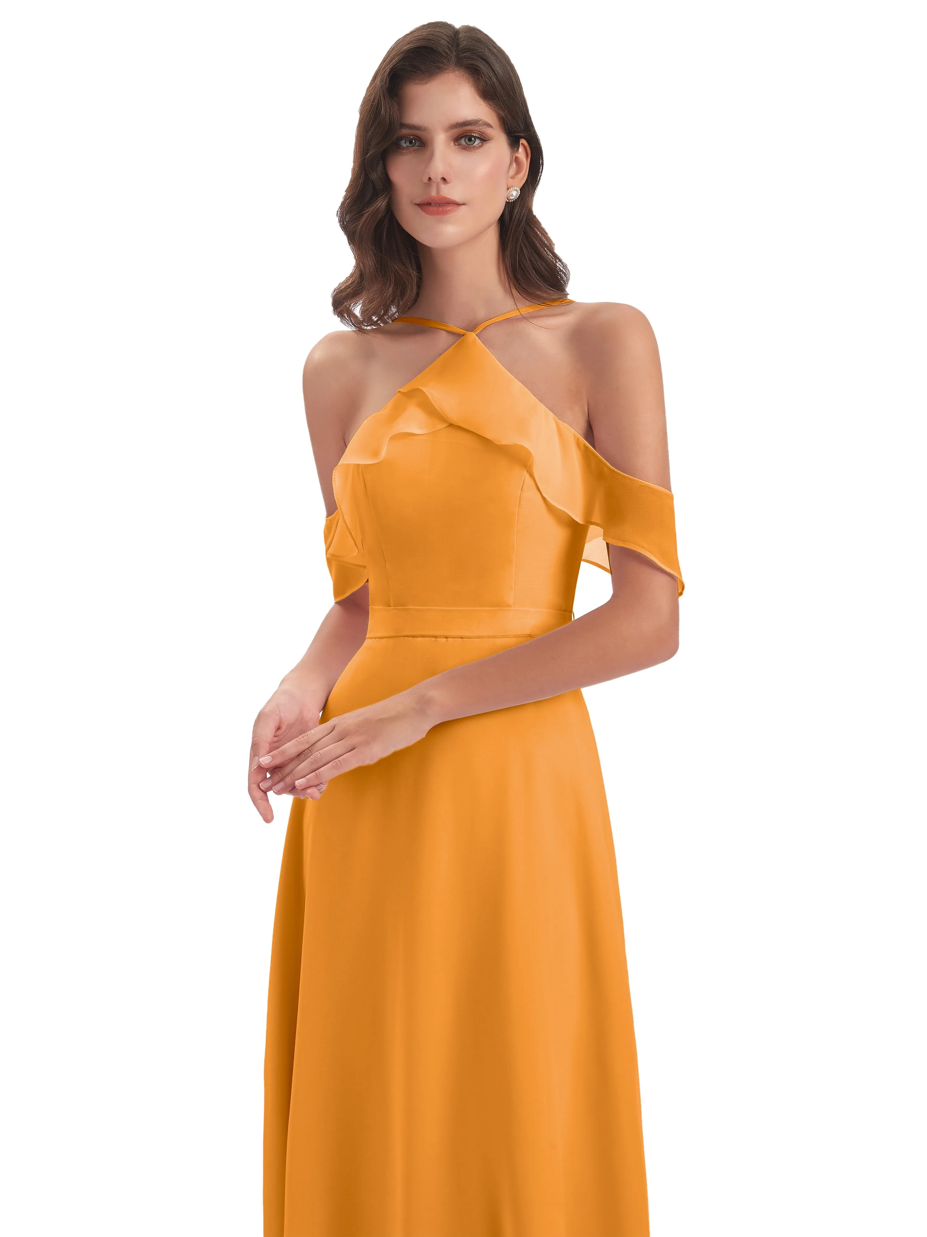 Lucy Gorgeous Off The Shoulder Long Chiffon Bridesmaid Dresses