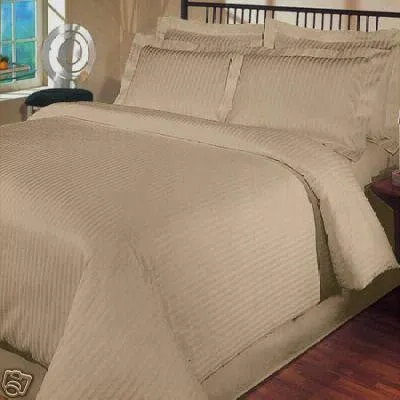 Luxury 1000TC 100% Egyptian Cotton Duvet Cover - King/Cal King Striped in Taupe