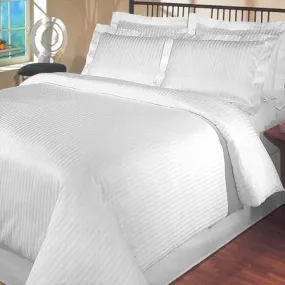 Luxury 1000TC 100% Egyptian Cotton Duvet Cover - King/Cal King Striped in White