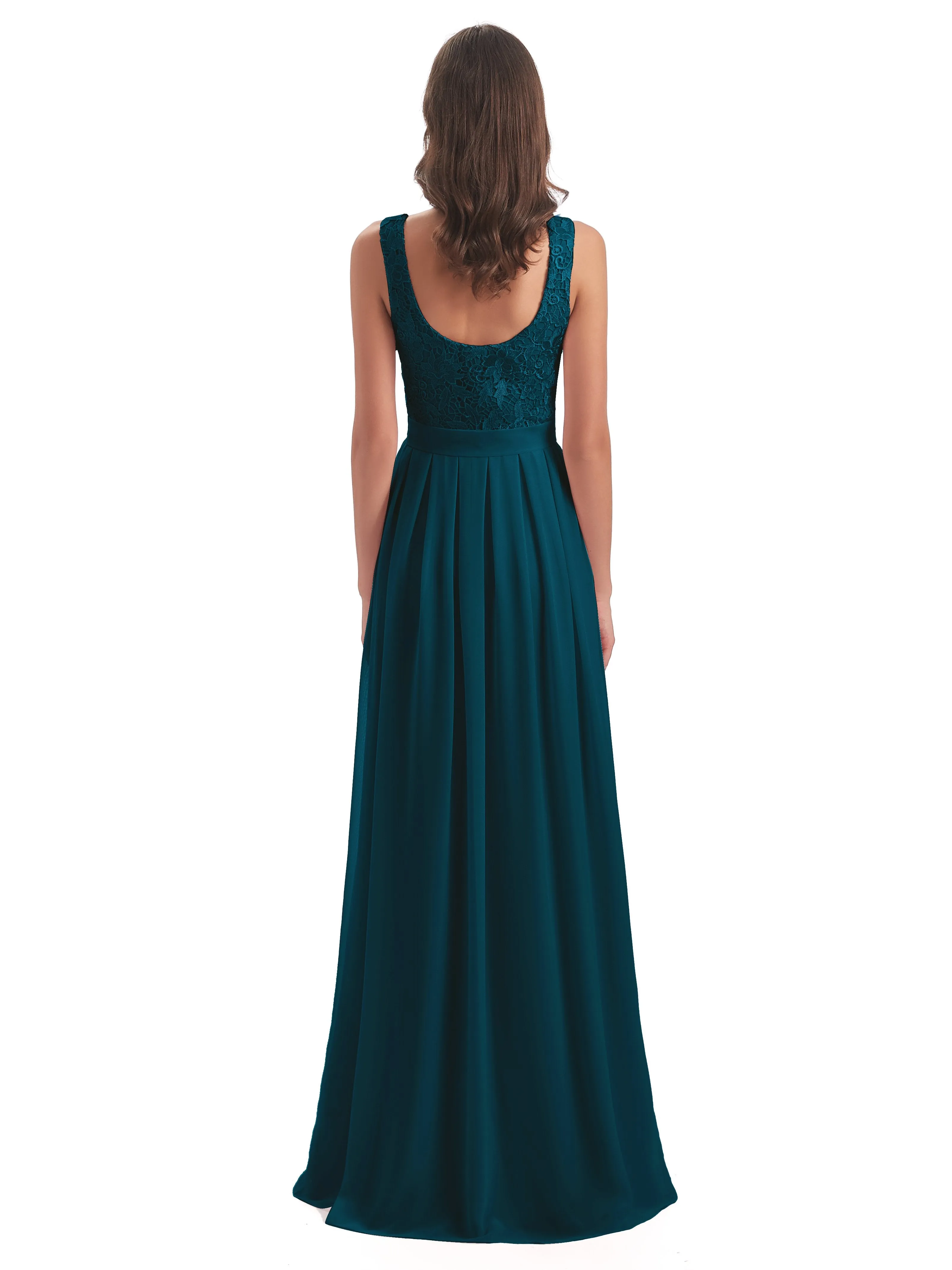 Mabel Illusion Floor-Length Lace/Chiffon Bridesmaid Dresses