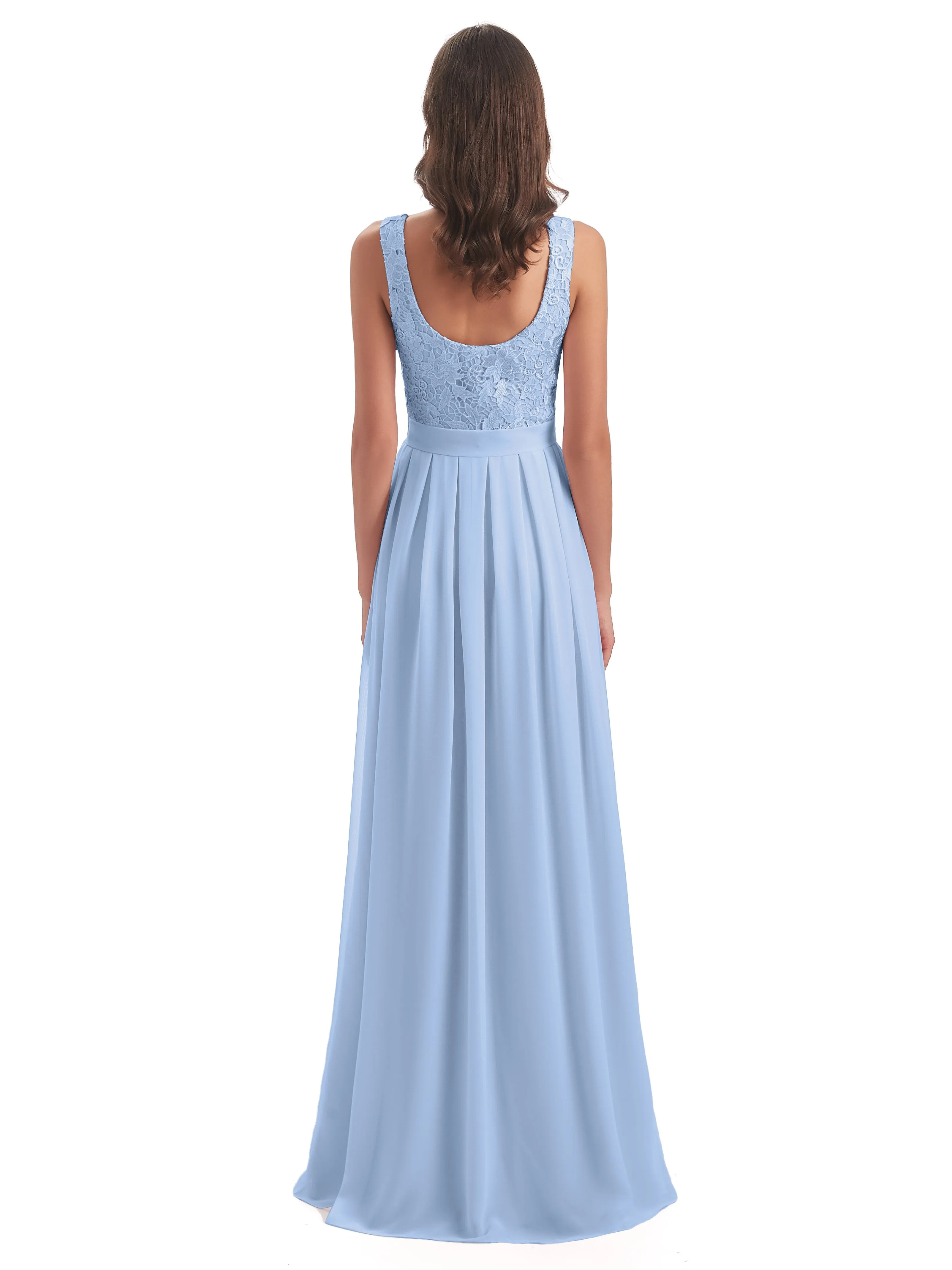 Mabel Illusion Floor-Length Lace/Chiffon Bridesmaid Dresses